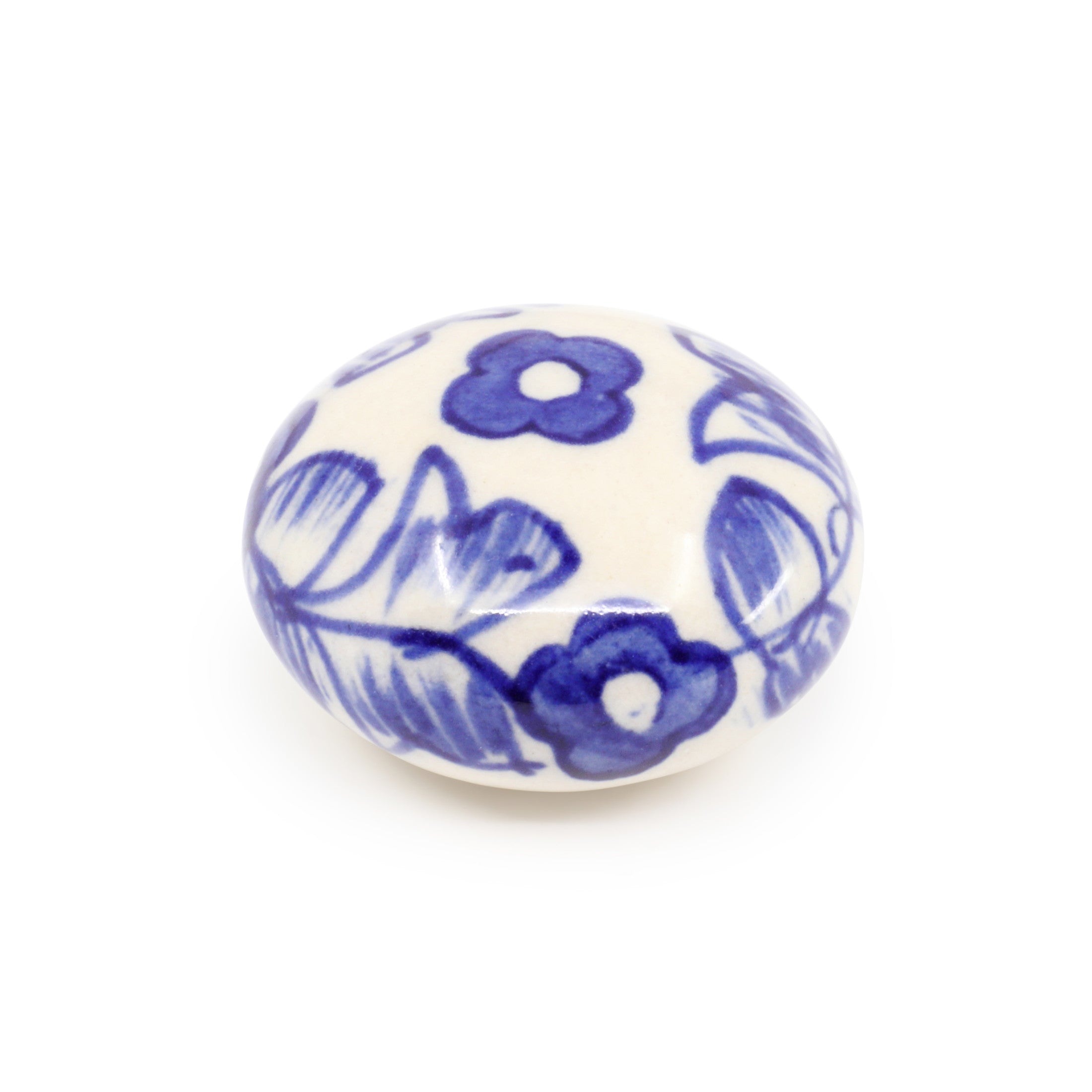 Dritz bouton meuble céramique Delft bleu-blanc boule