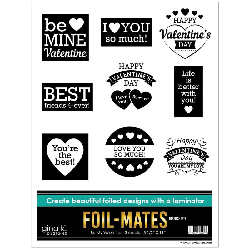 Gina K. Designs Foil-Mates Be My Valentine feuille foil 3 pcs