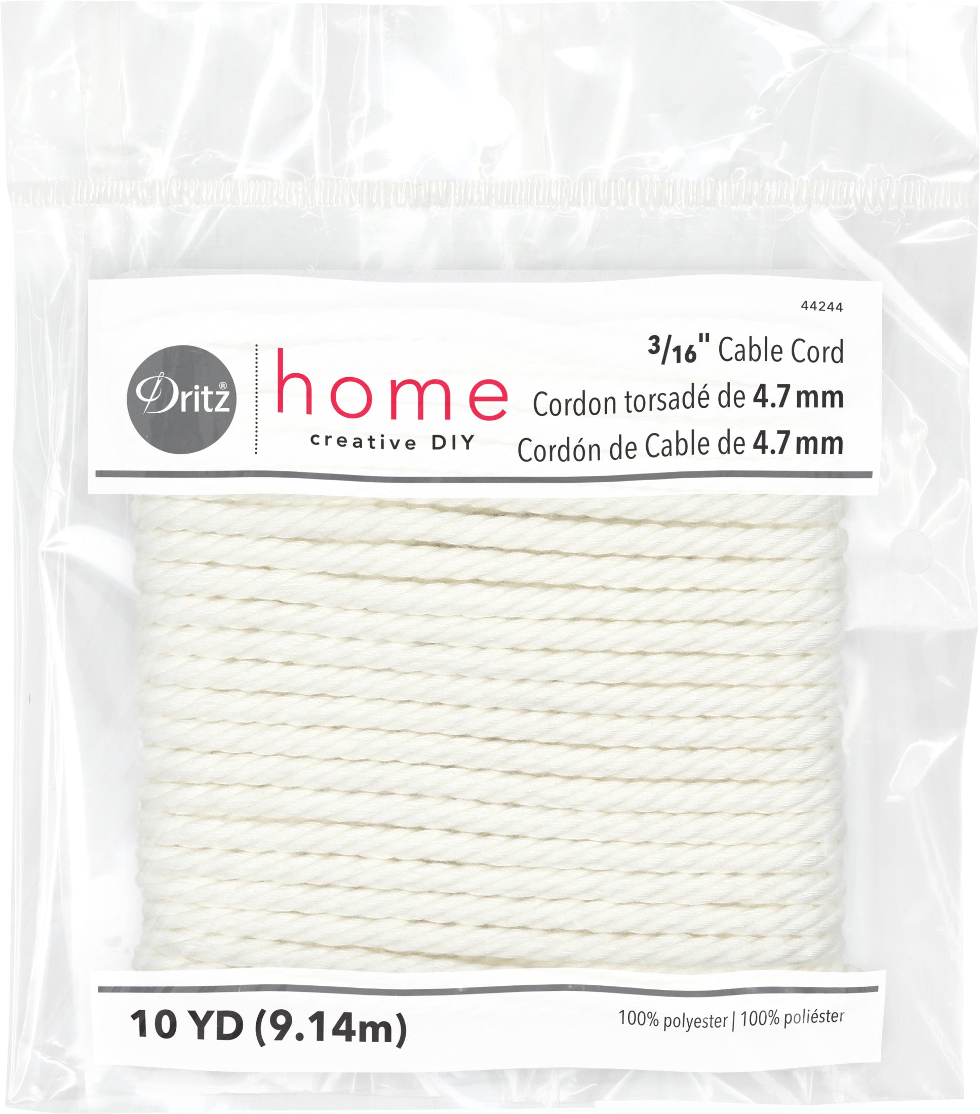 Dritz Cable Cord corde passepoil blanc polyester 5 mm 9 m