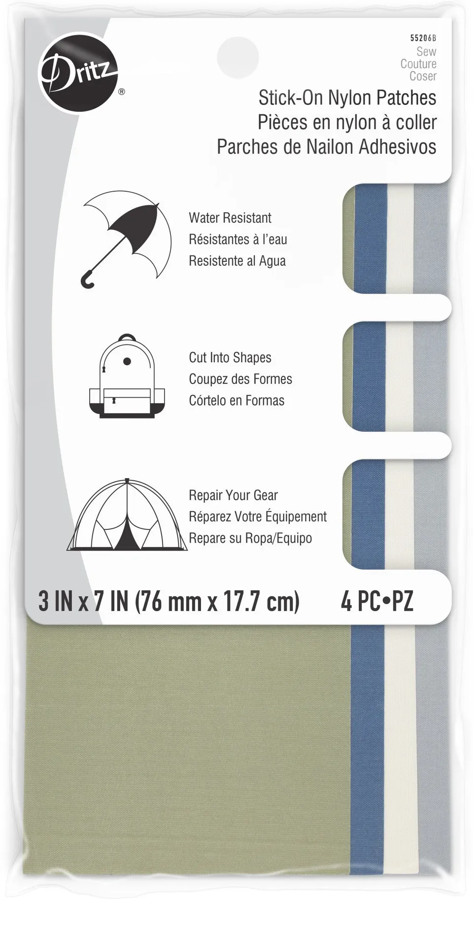Dritz Adhesives Tapes patch nylon autocollant 4 pcs assorti