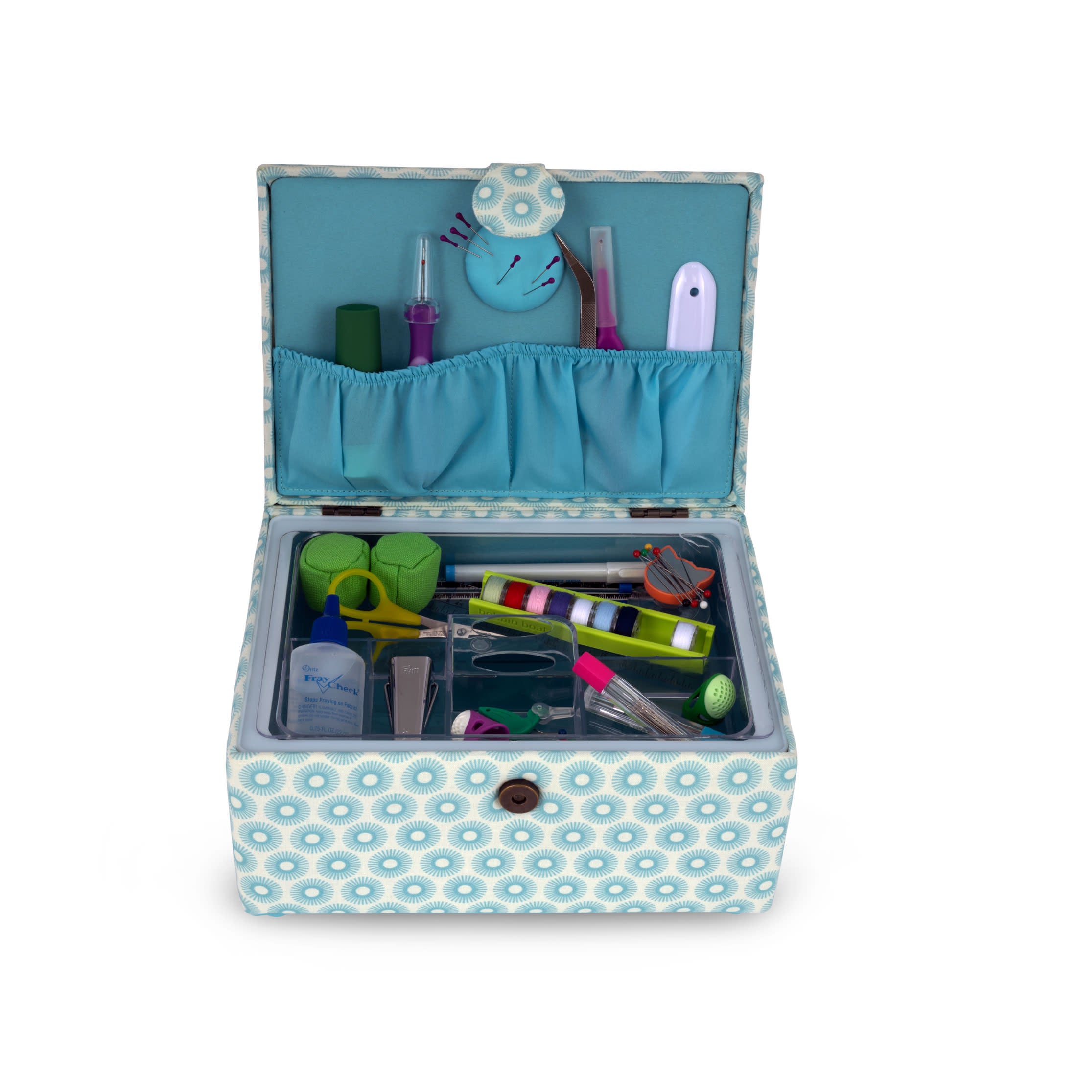 Dritz Panier couture rétro bleu petite boîte tissu 25x18 cm