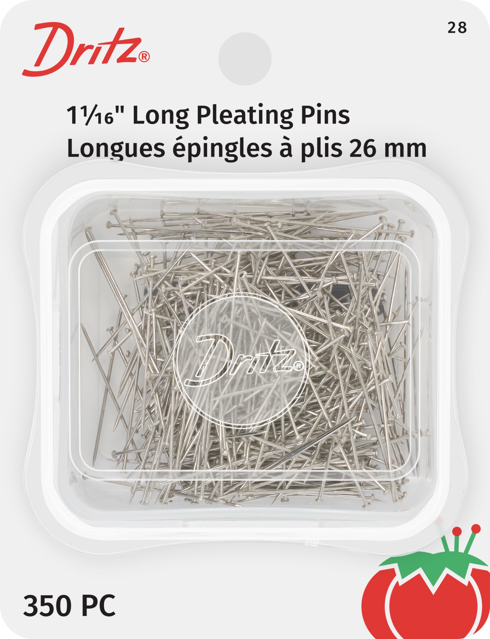 Dritz 28 épingles droites fines nickel 27 mm 350 pièces
