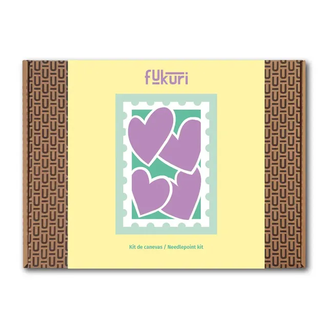 Bohin Fukuri Timbre cœur kit canevas 13x18 cm débutant