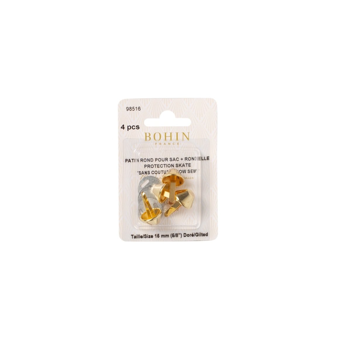 Bohin Accessoires sac Pieds sac doré métal 15 mm lot 4