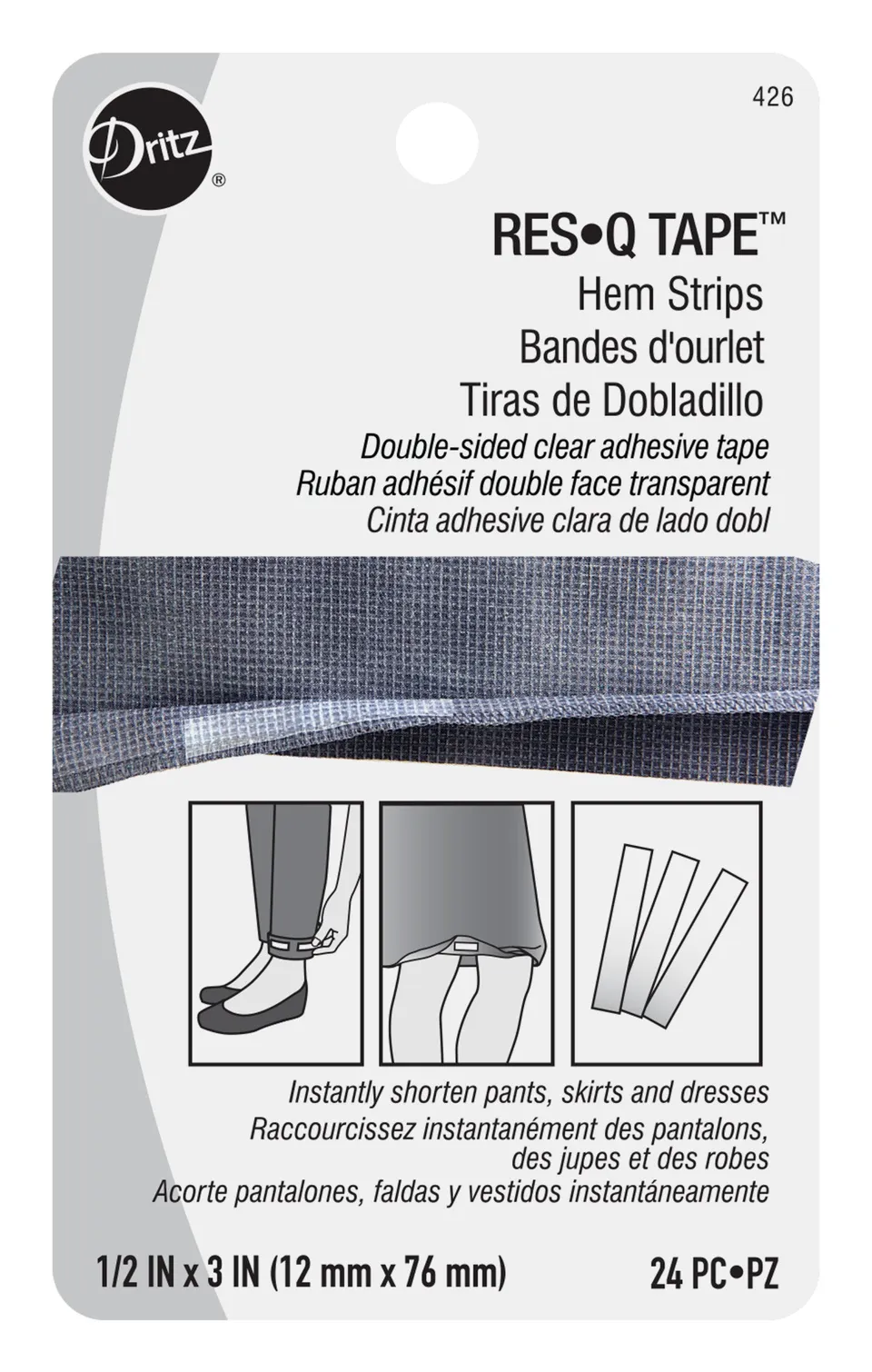 Dritz Res-Q-Tape ruban adhésif ourlet transparent 24 pcs