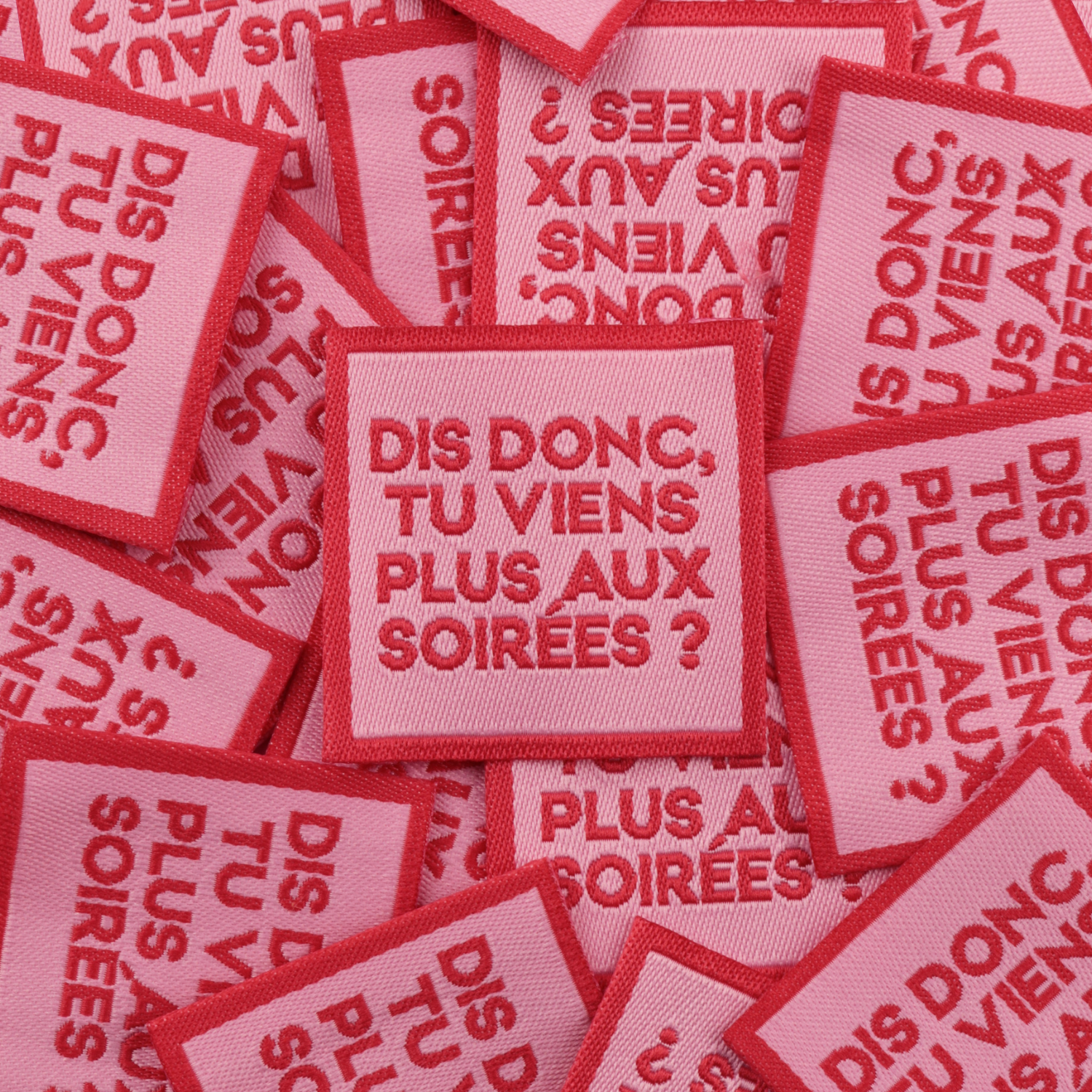 Bohin Étiquettes à coudre Dis donc tu viens plus aux soirées 3,5 cm