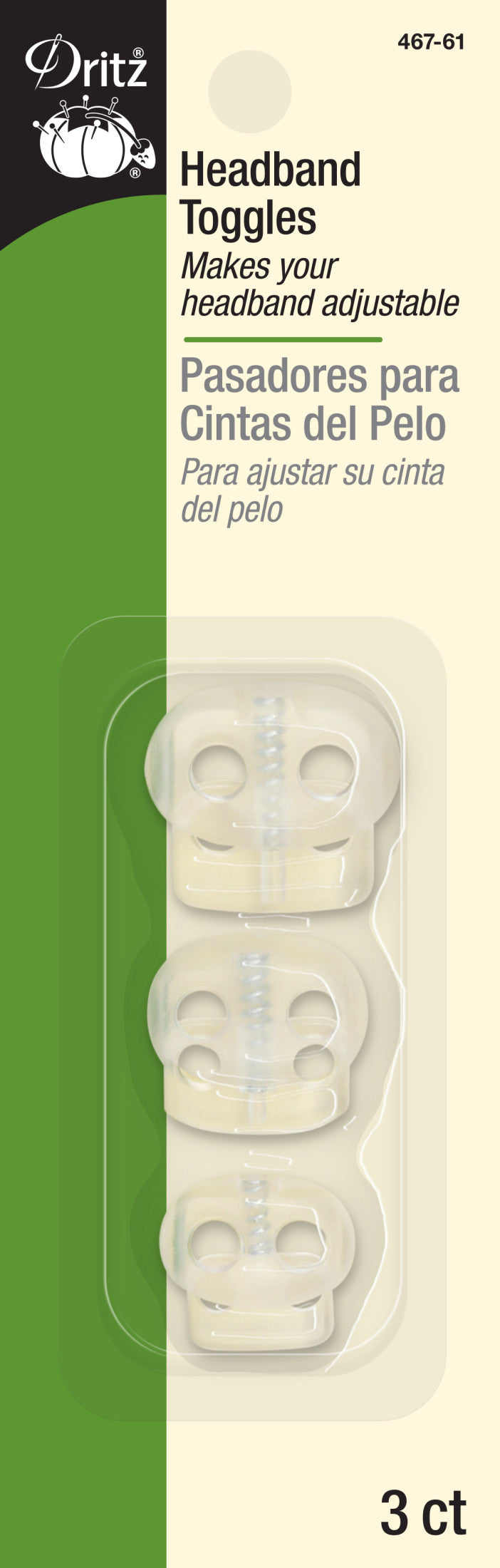 Dritz Fasteners Curseurs Bandeau 467-61 Transparents 3 pc