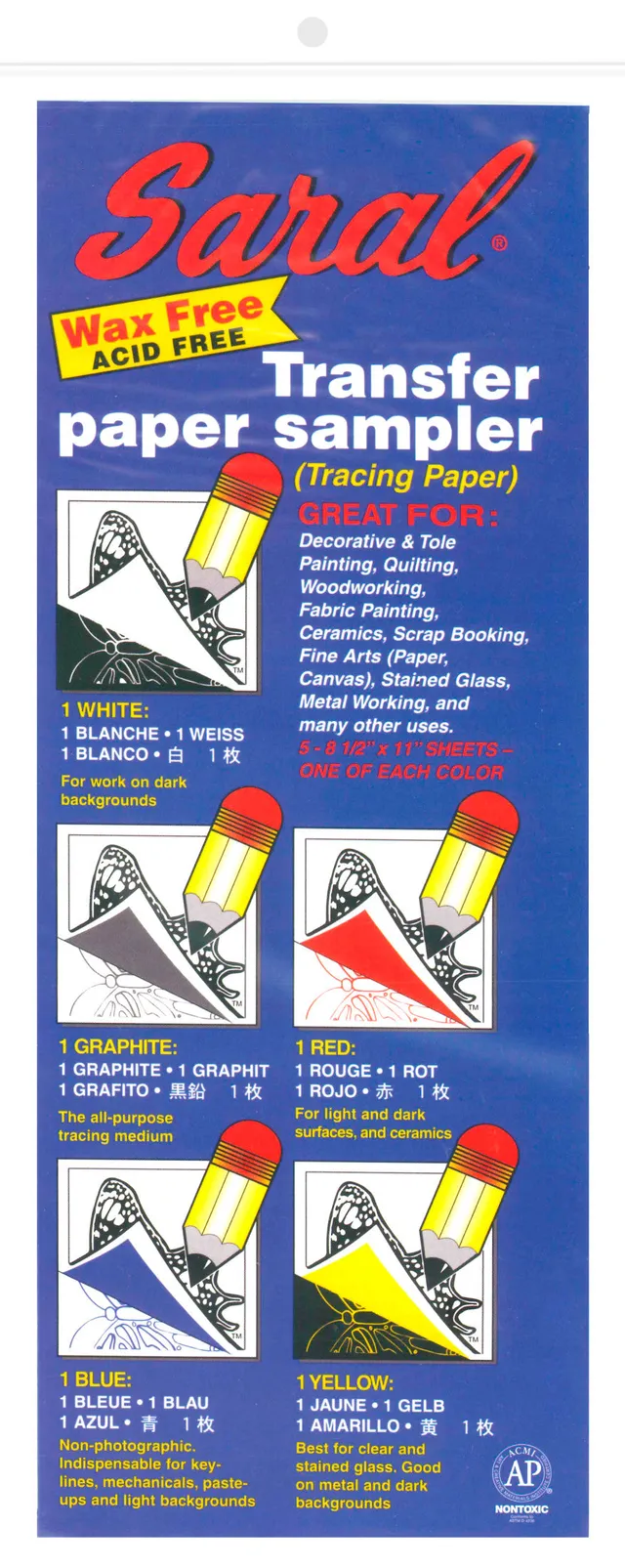 Dritz Saral Papier Transfert Assorti 5 Feuilles
