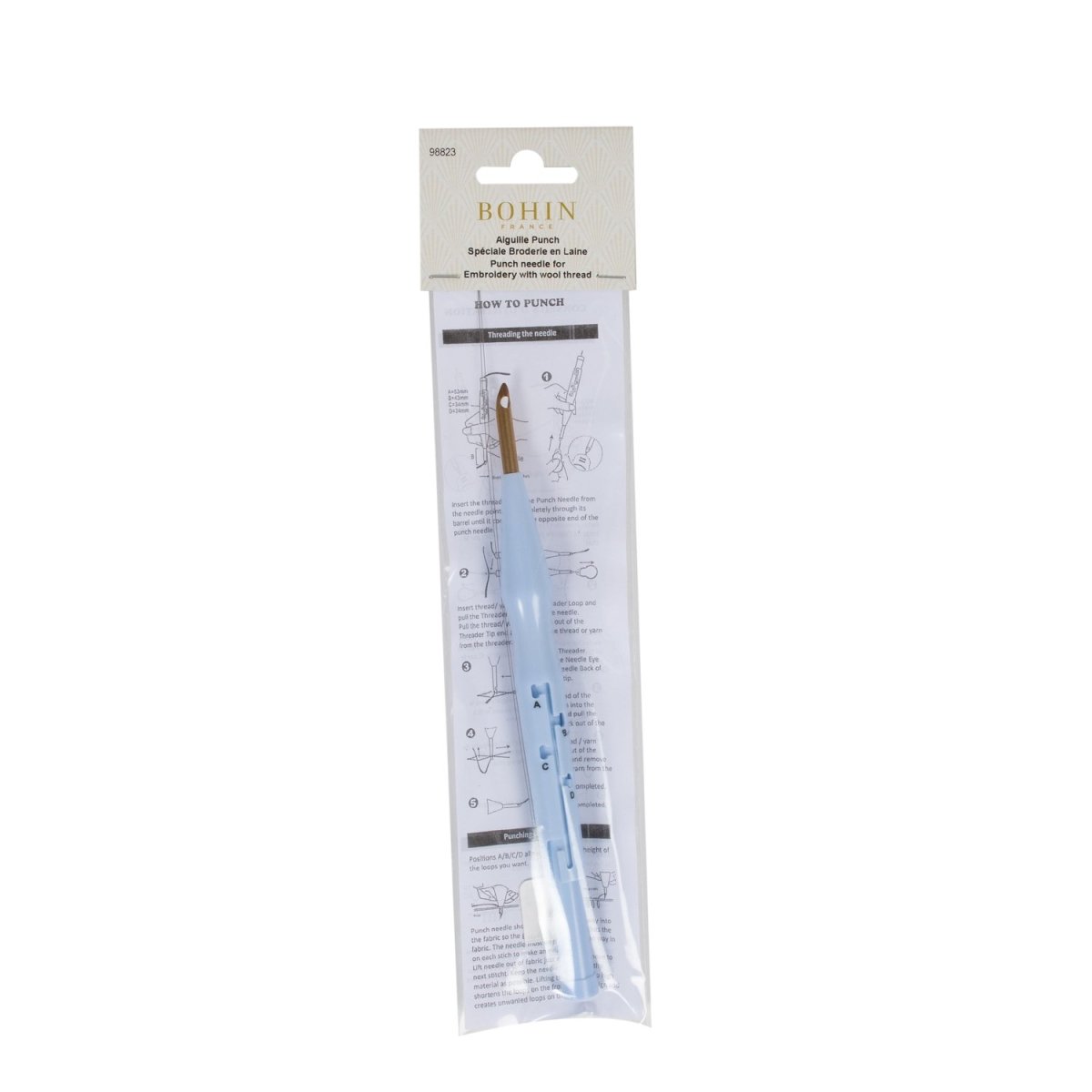 Bohin Punch aiguille punch needle laine + enfile-aiguille