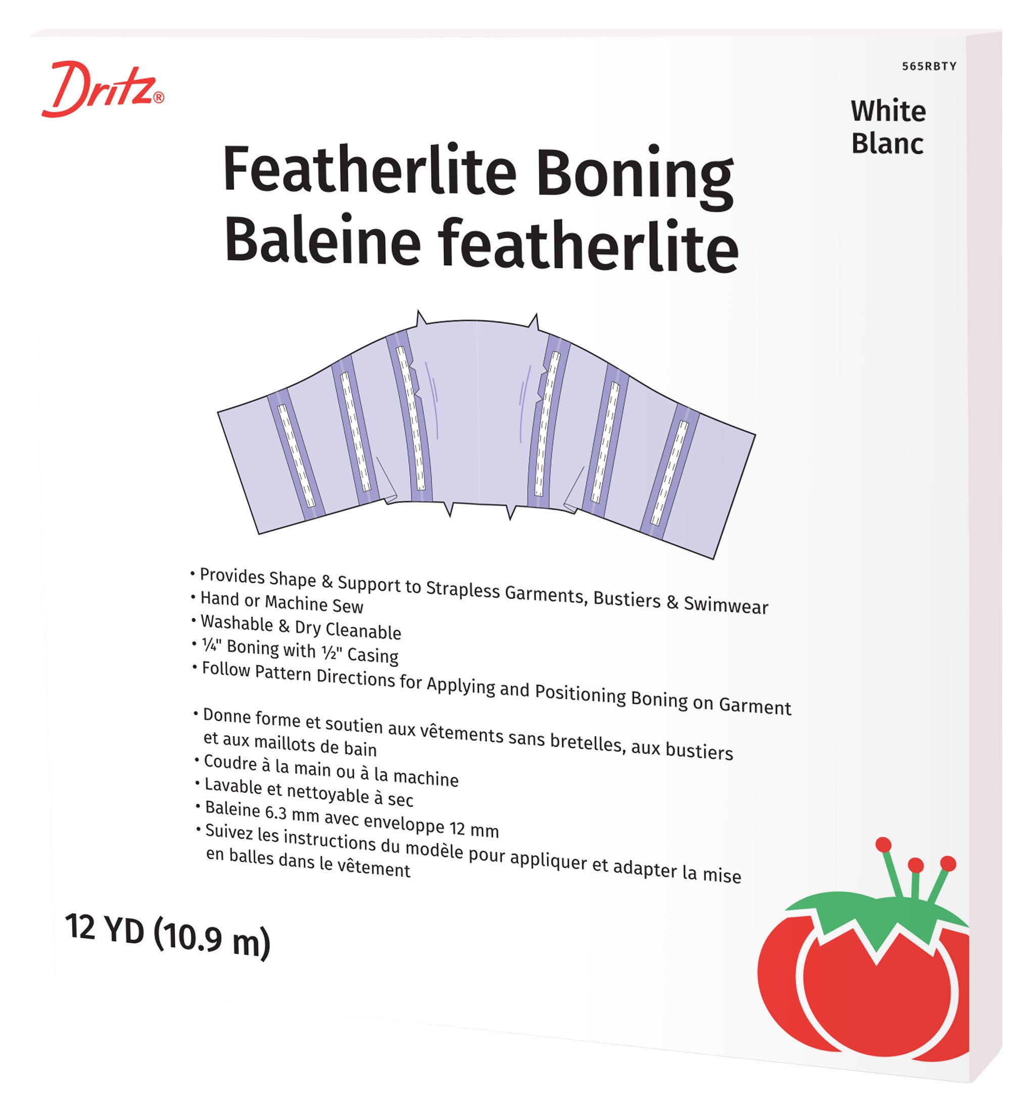 Dritz Featherlite baleine à coudre 6 mm blanc 12 yards