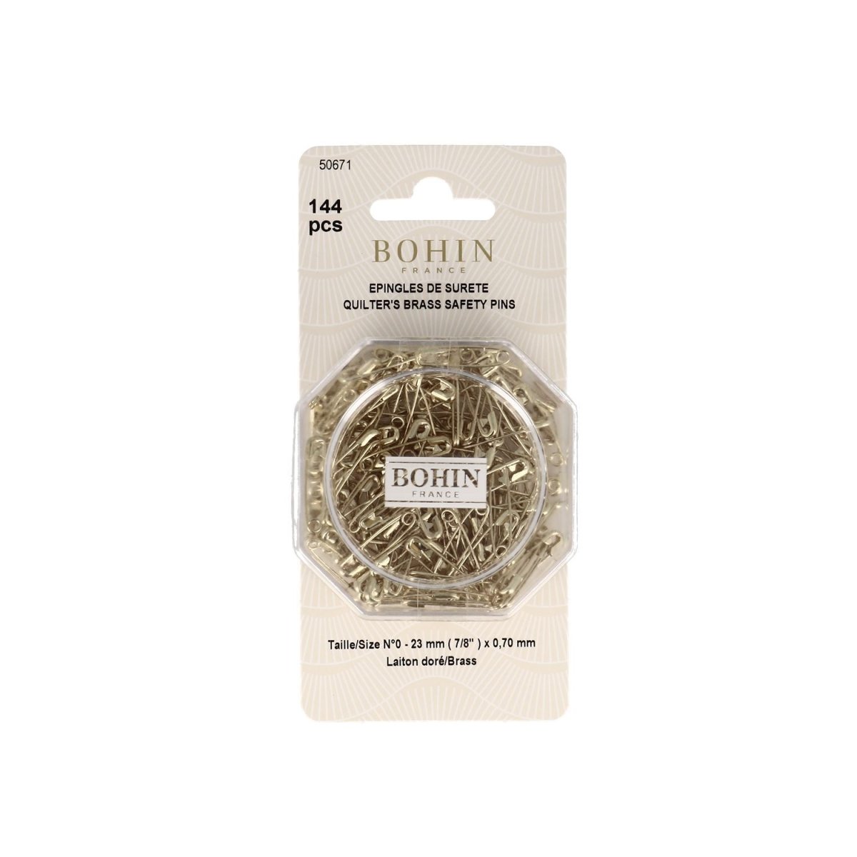 Bohin épingles à nourrice acier doré 23 mm boîte 100