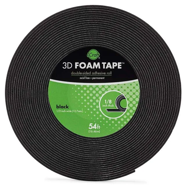 iCraft 3D Foam ruban mousse adhésive noir 12 mm x 16,5 m
