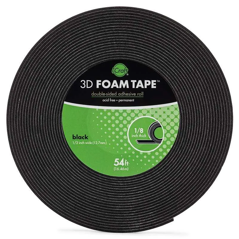 iCraft 3D Foam ruban mousse adhésive noir 12 mm x 16,5 m