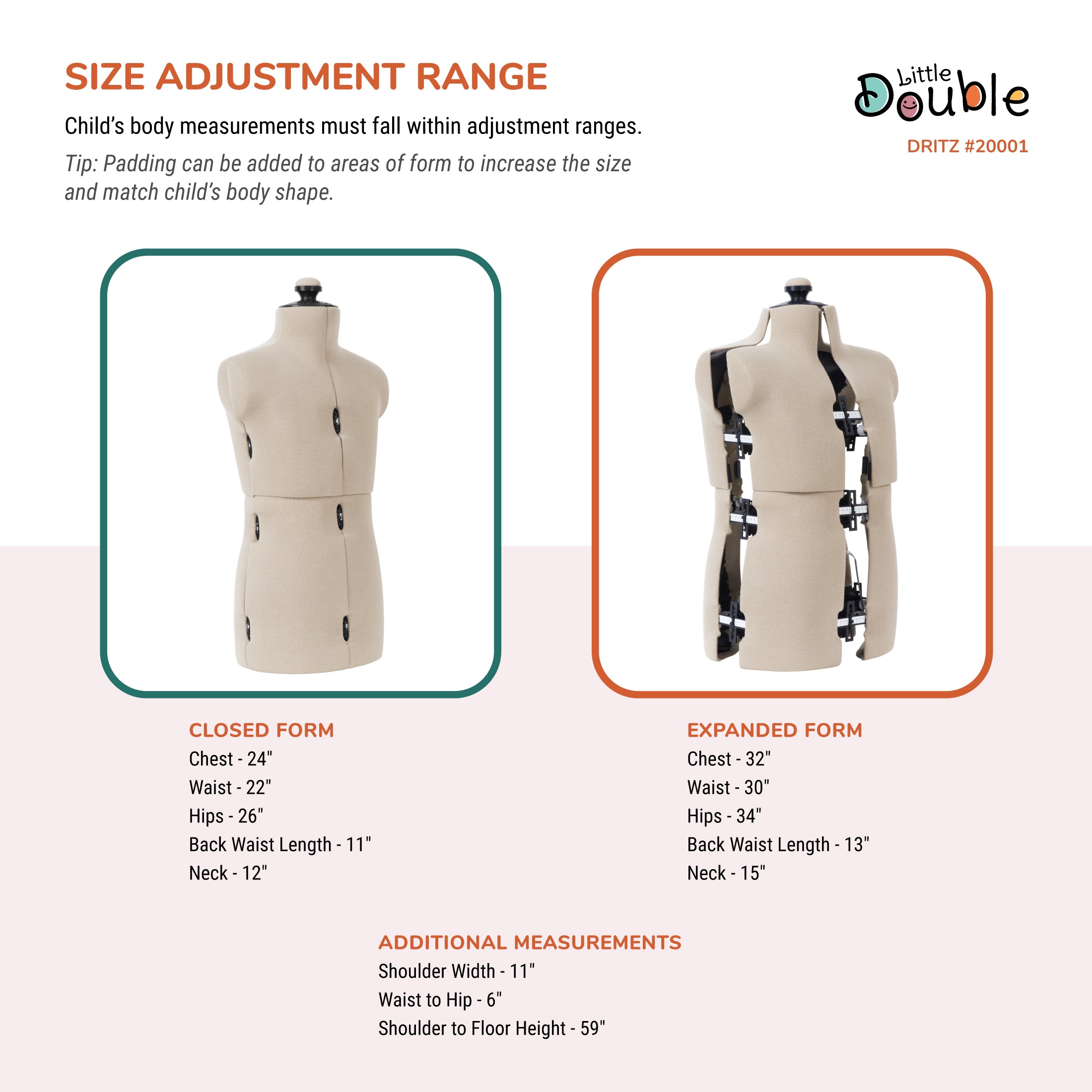 Dritz Little Double mannequin couture enfant réglable