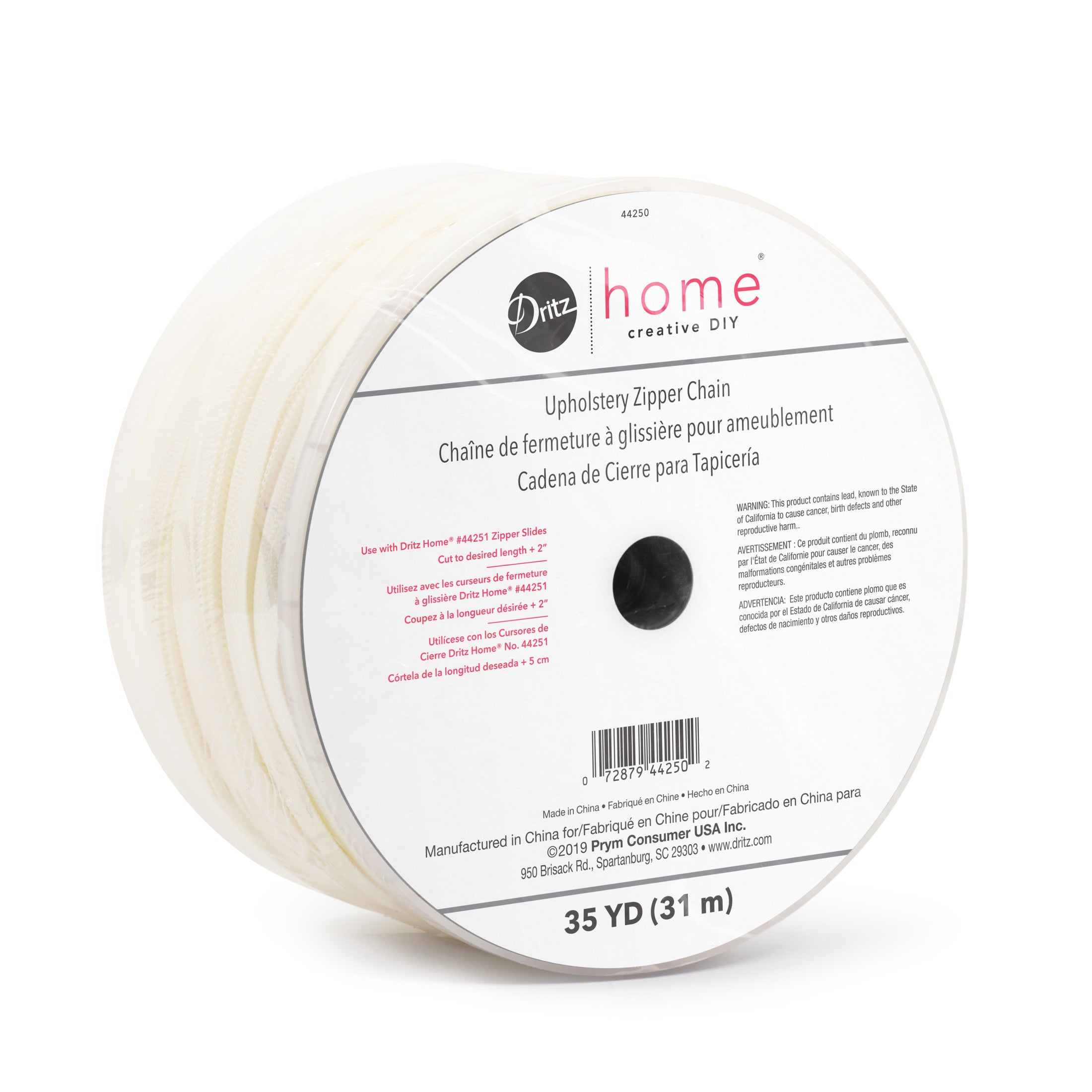 Dritz 44250 chaîne fermeture nylon crème 35 yards
