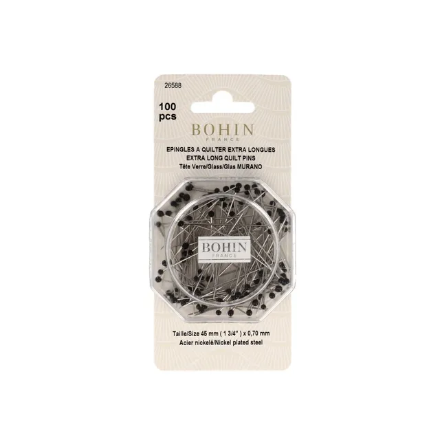 Bohin Épingles Tête Verre Extra-Longues 45 mm x100