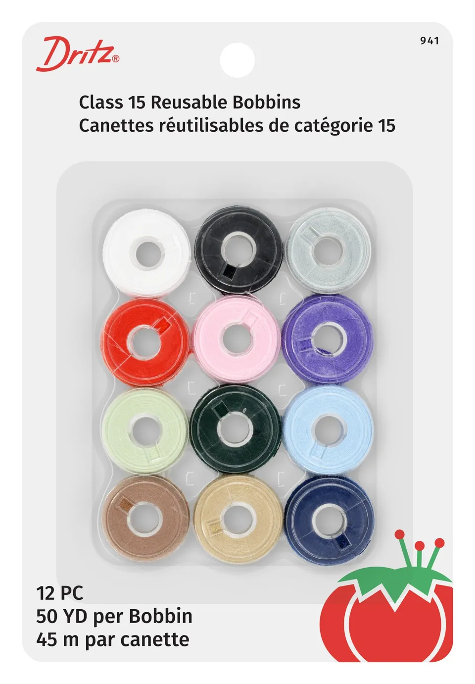 Dritz Bobbins canette classe 15 assorties x12 fil