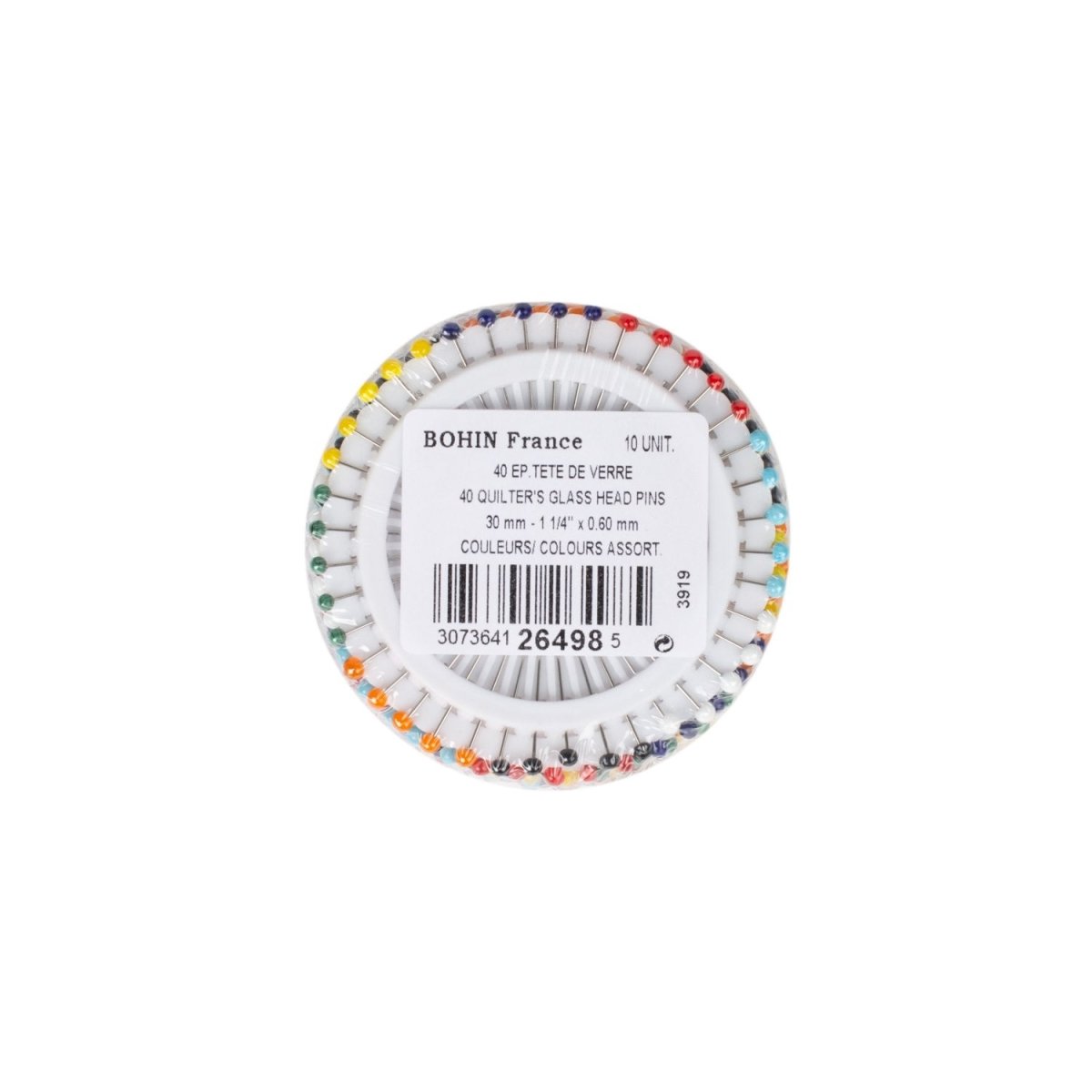 Bohin Épingles Tête Verre Extra-Fines 30 mm 40 Épingles
