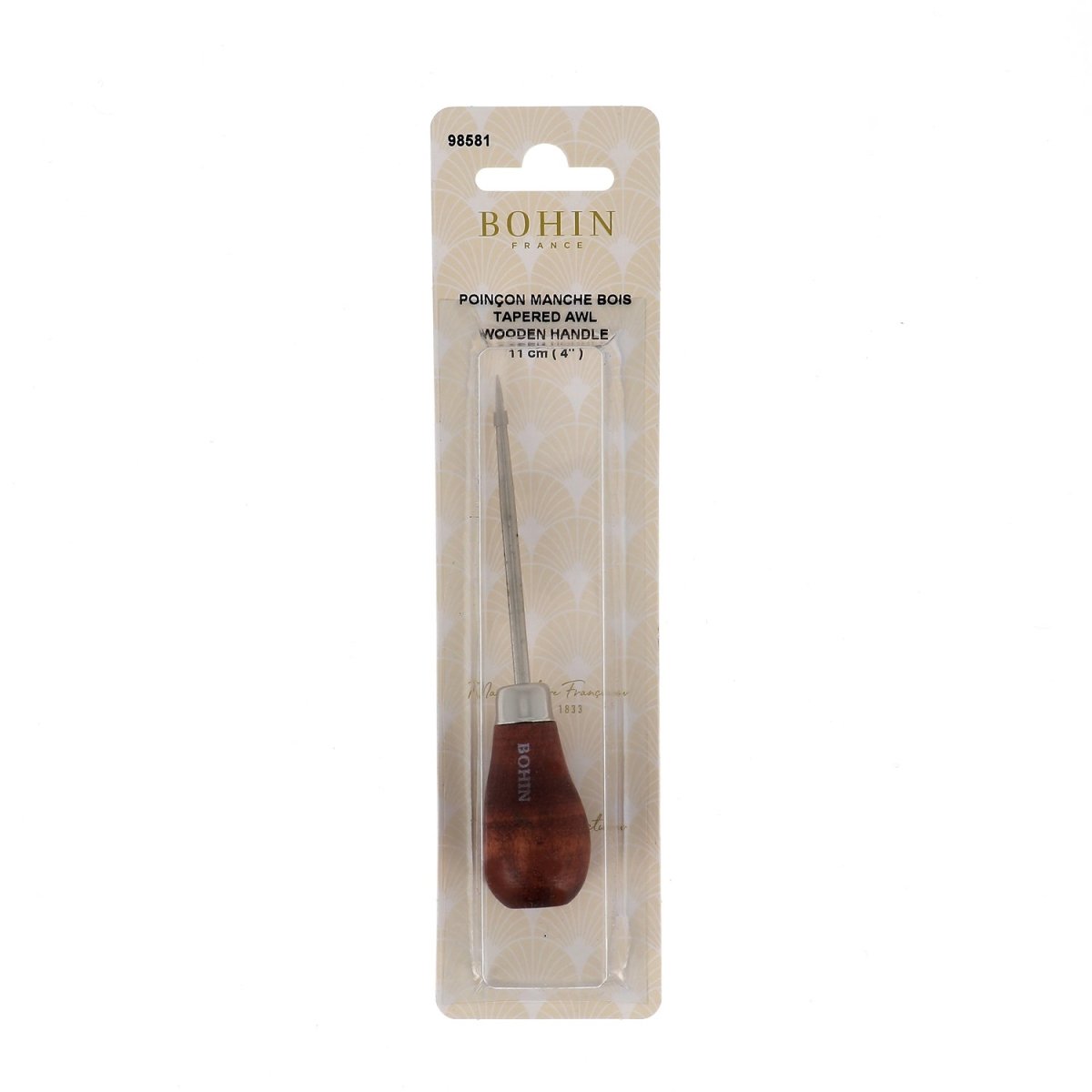 Bohin Poinçon manche bois 11 cm pour tissu et cuir