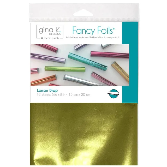Gina K. Designs Fancy feuille foil transfert jaune citron 15x20 cm 12 feuilles