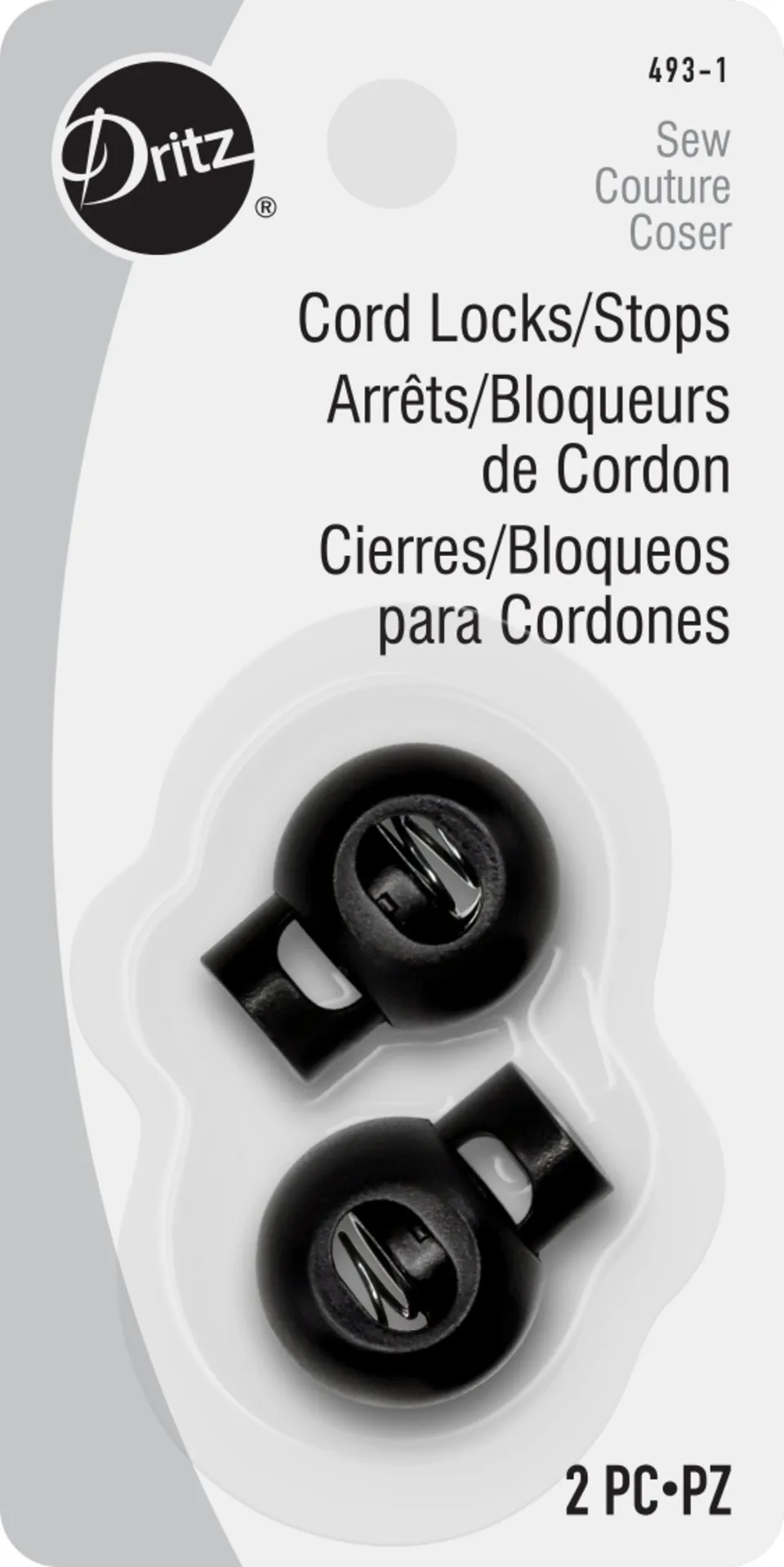 Dritz bloque-cordons noirs plastique lot 2 cordon