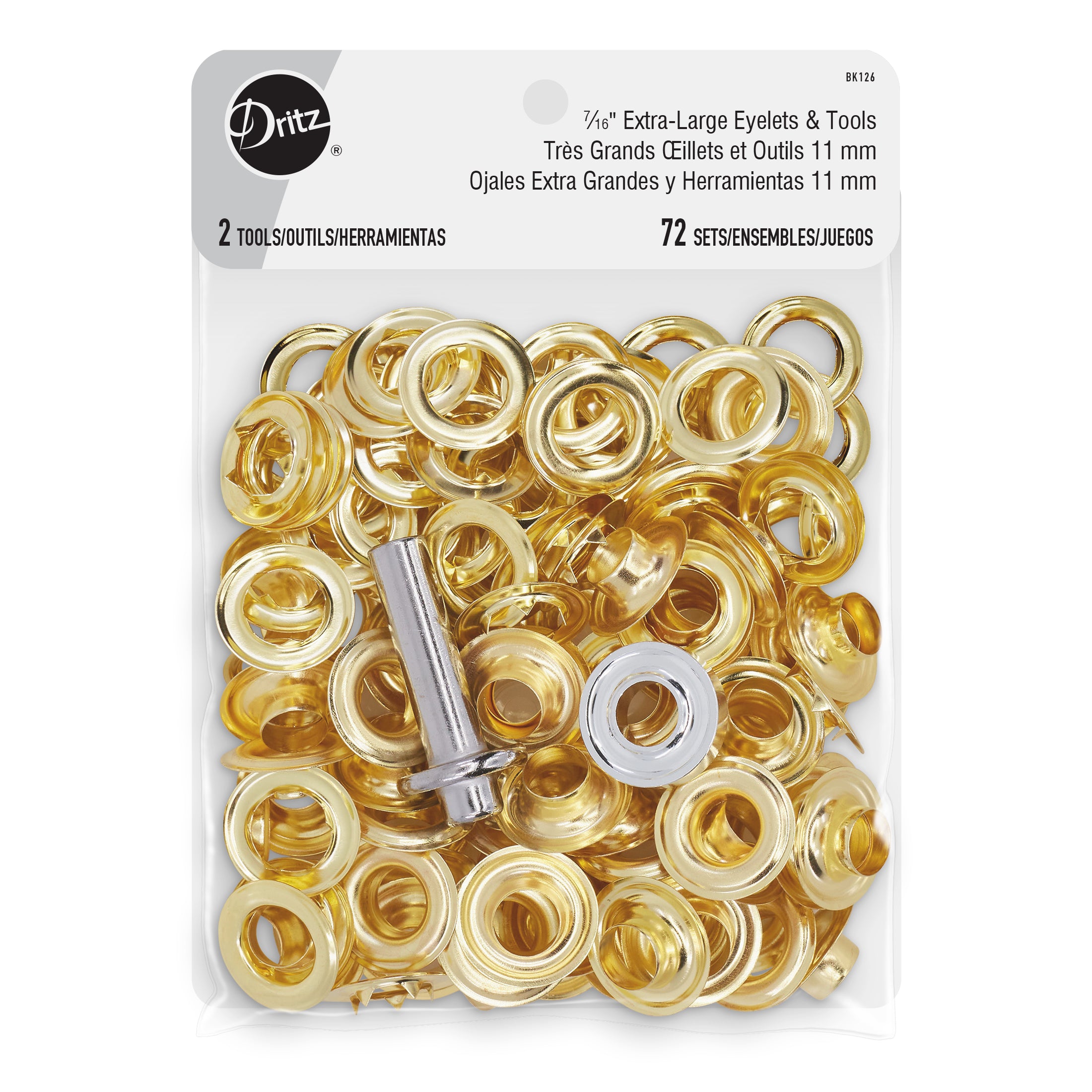 Dritz Fasteners Oeillet 7/16 extra-large doré x72 laiton