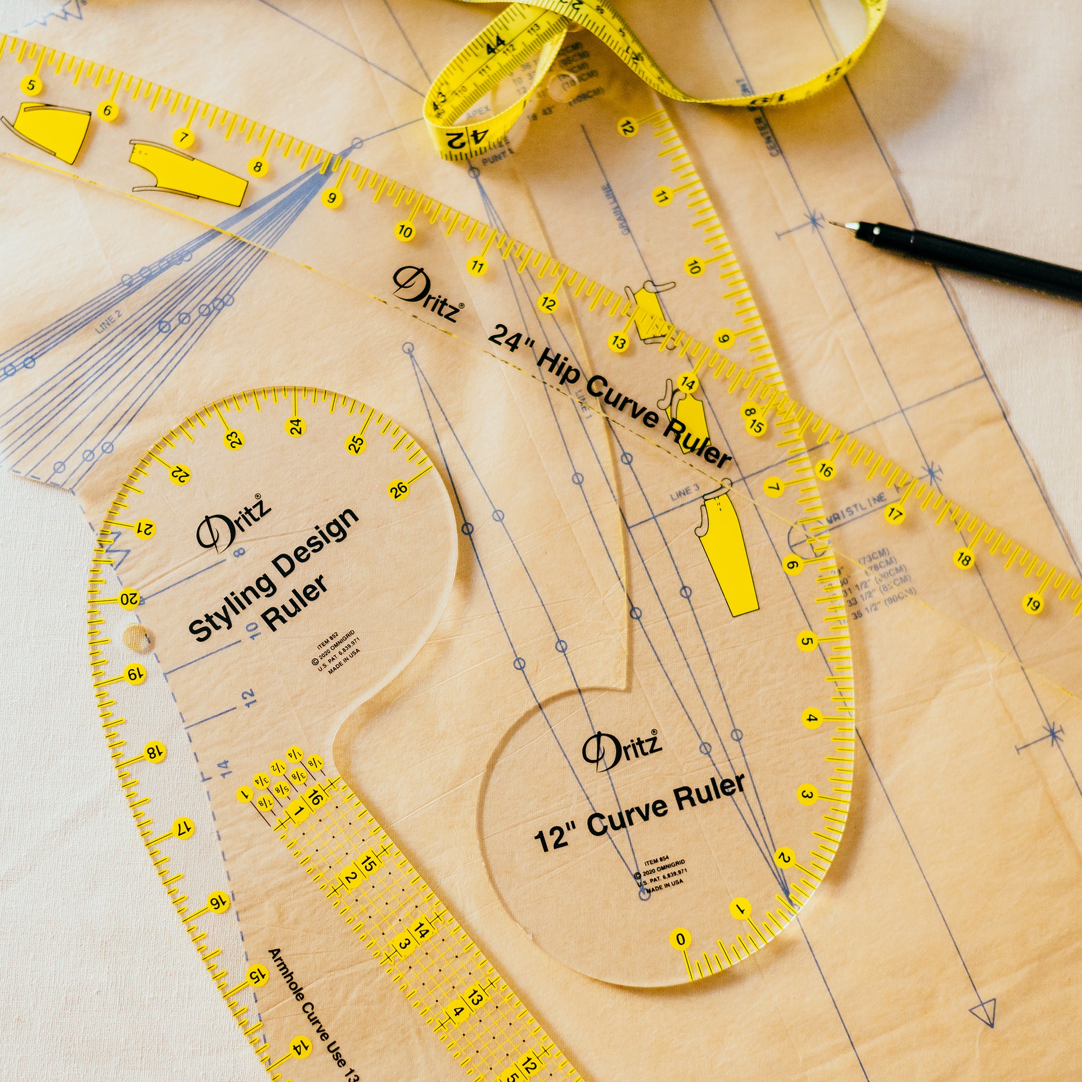 Dritz Marking & Measuring trio règles couture transparentes 855