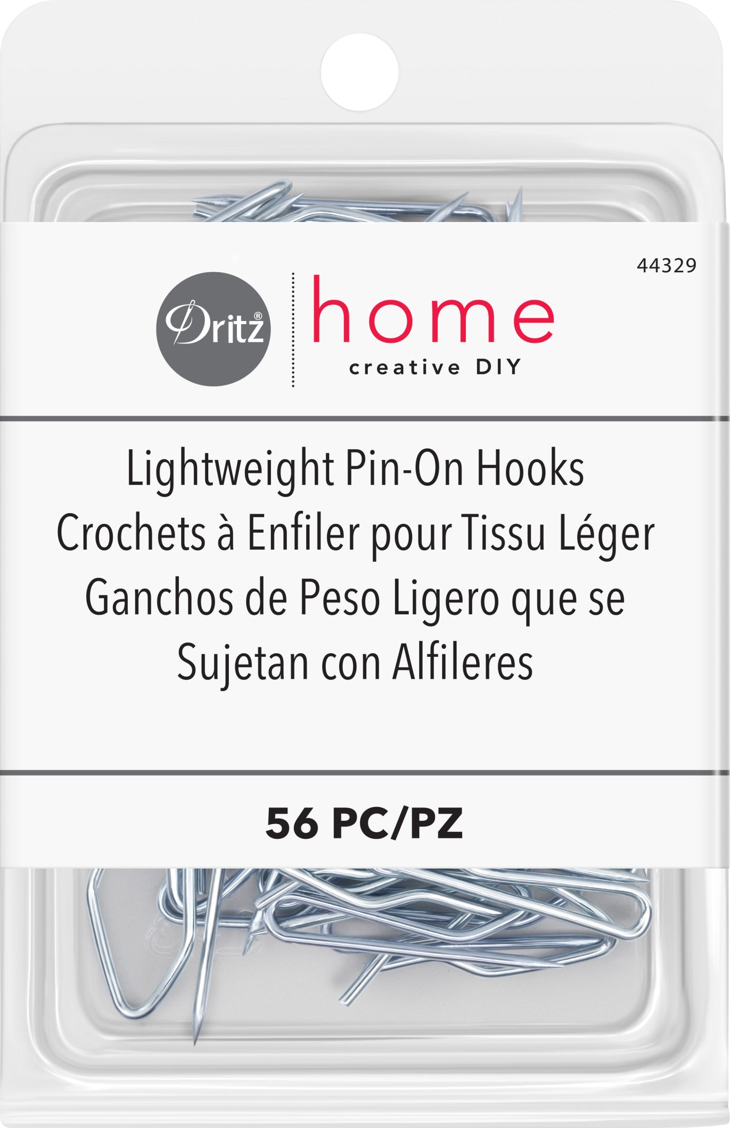 Dritz Crochets Rideaux Argentés Légers 56 Pièces