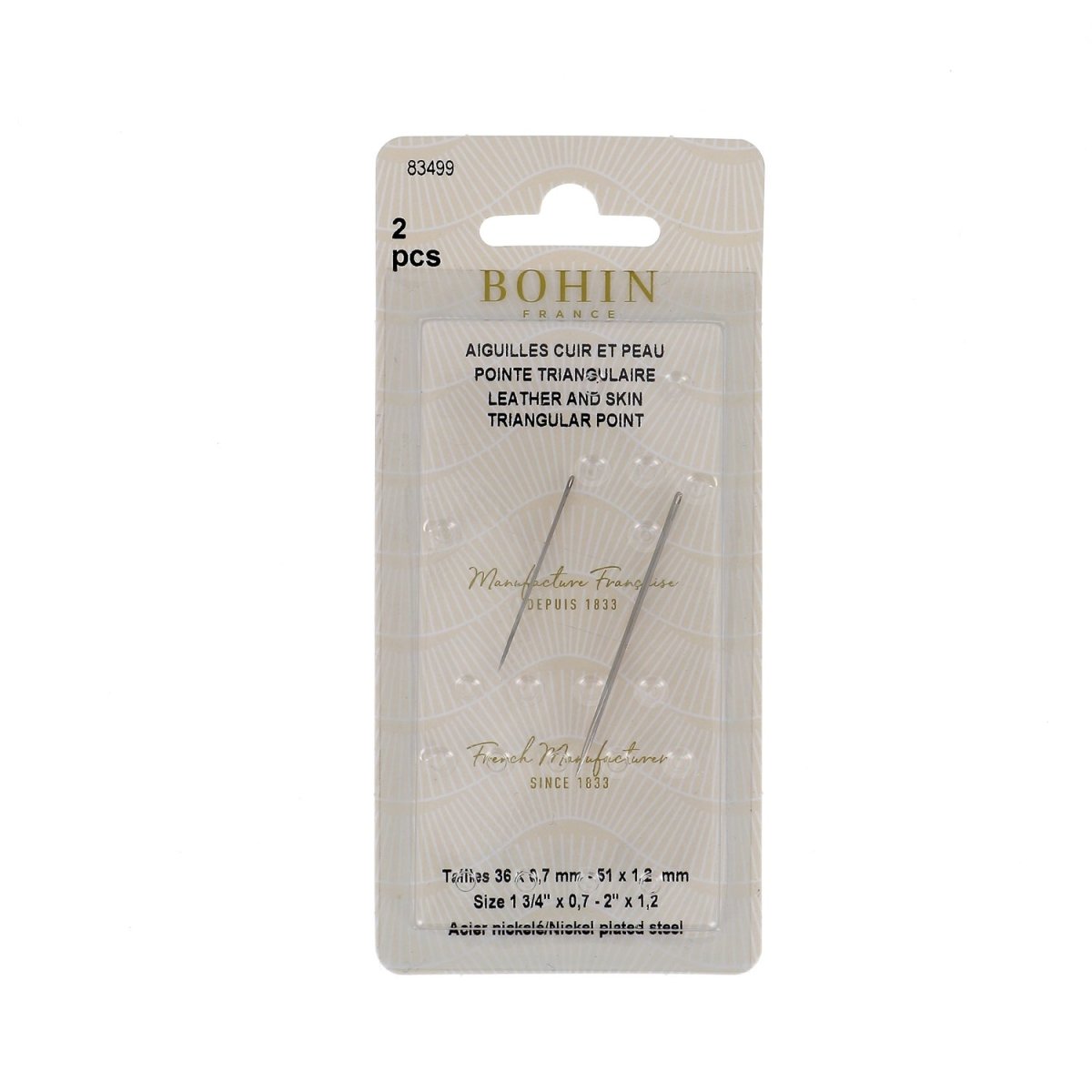 Bohin Aiguilles cuir assorties N°3/0-5 main