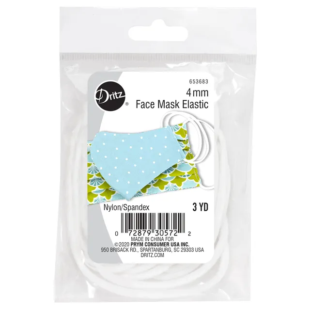 Dritz Élastique Rond Blanc 4 mm 2,7 m Masque