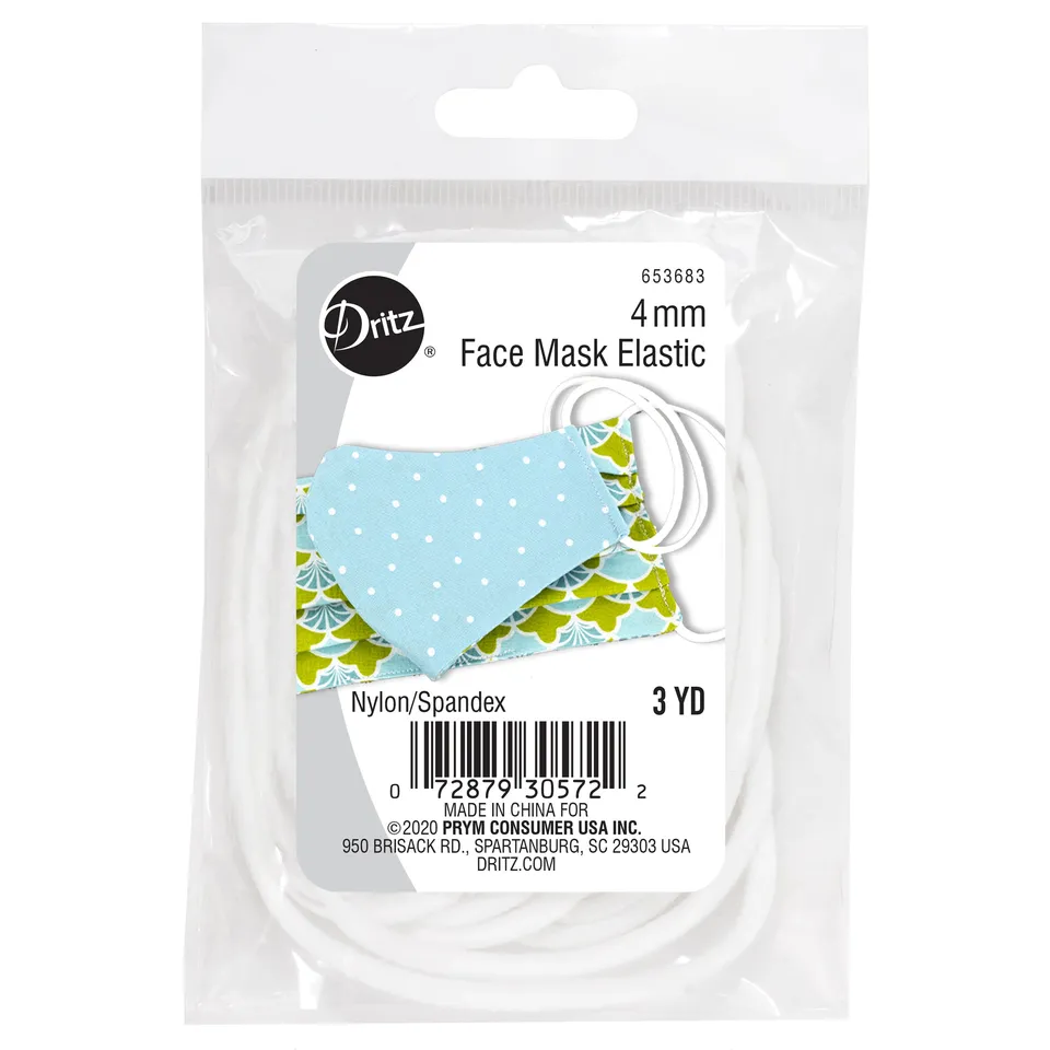 Dritz Élastique Rond Blanc 4 mm 2,7 m Masque
