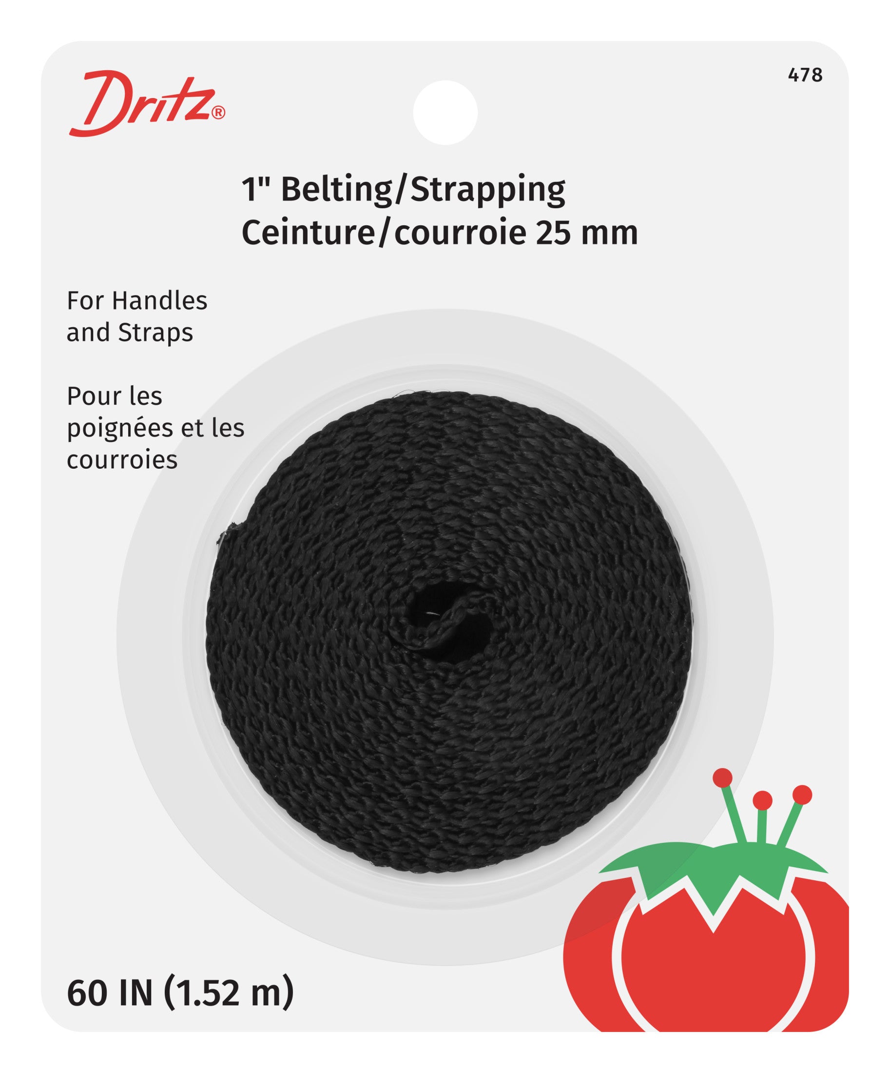 Dritz sangle polypro noire 2,5 cm x 152 cm
