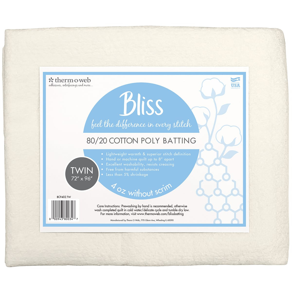 Bliss 80/20 ouatine coton Twin 183x244 cm