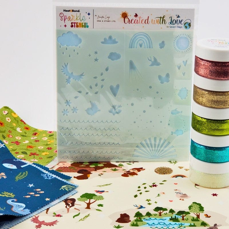 Jennifer Long Sew a Story Created with Love pochoir 15 cm