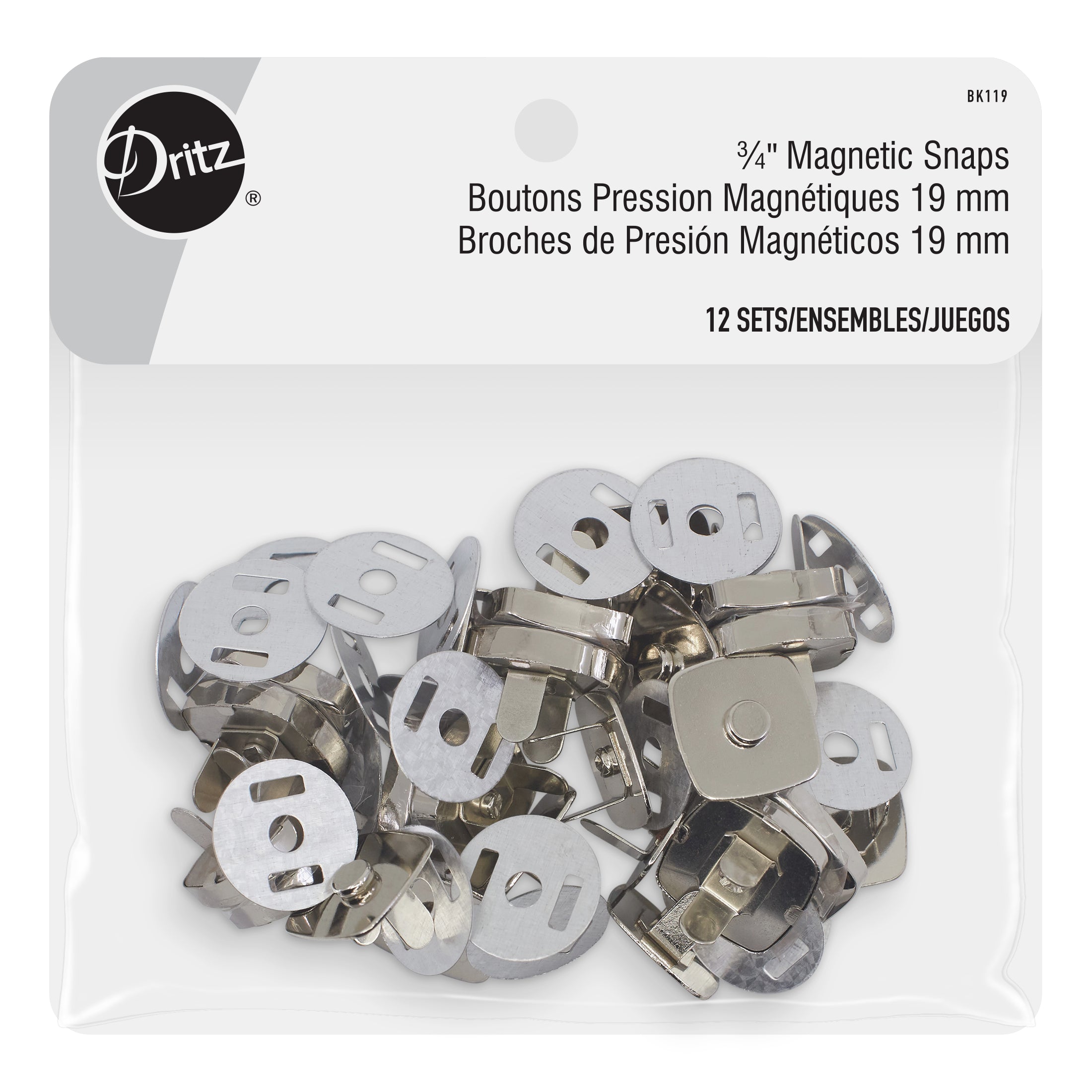 Dritz Fasteners boutons magnétiques dorés 19 mm 12 jeux