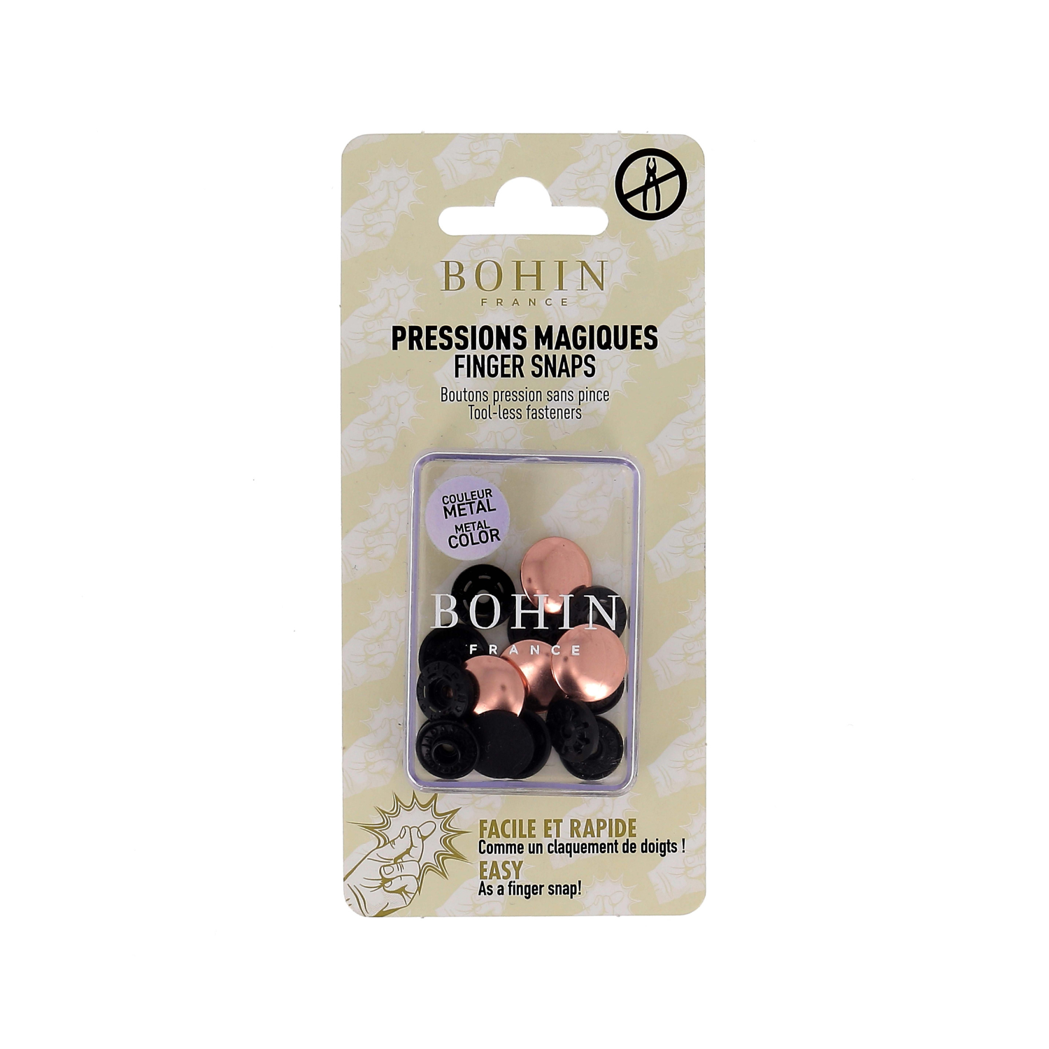 Bohin pressions magiques métal 14 mm rose gold boîte 4