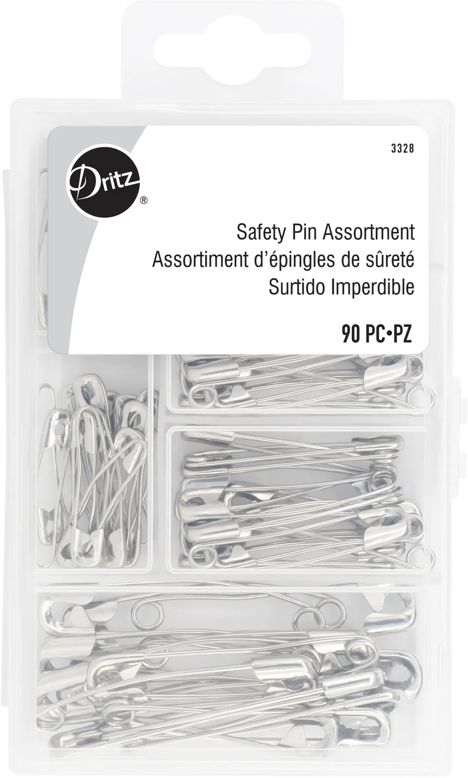 Dritz épingles sûreté courbes 90 pc + boîte