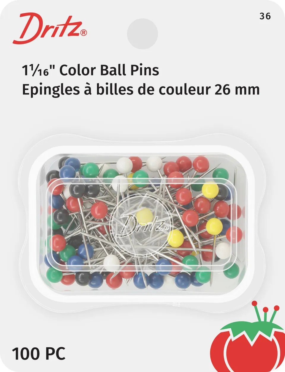 Dritz Pins & Accessories Épingles boule couleur 27 mm x100