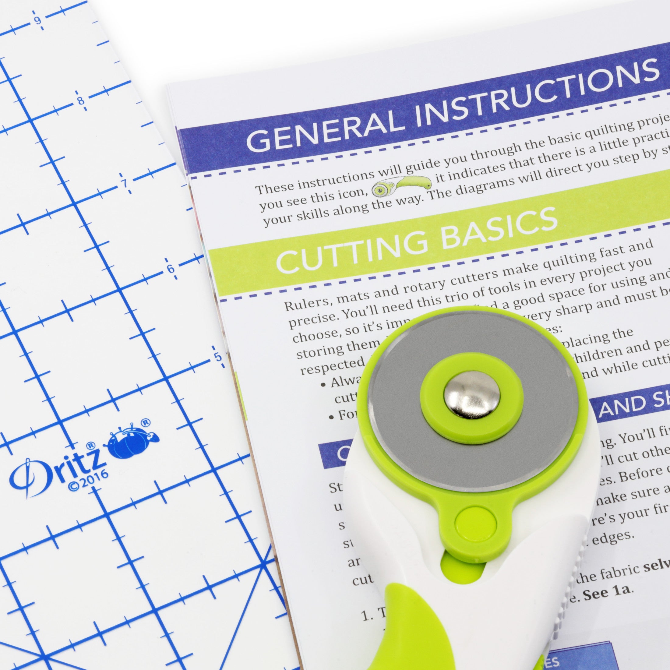 Dritz 3358 kit patchwork débutant cutter 45 mm + livre