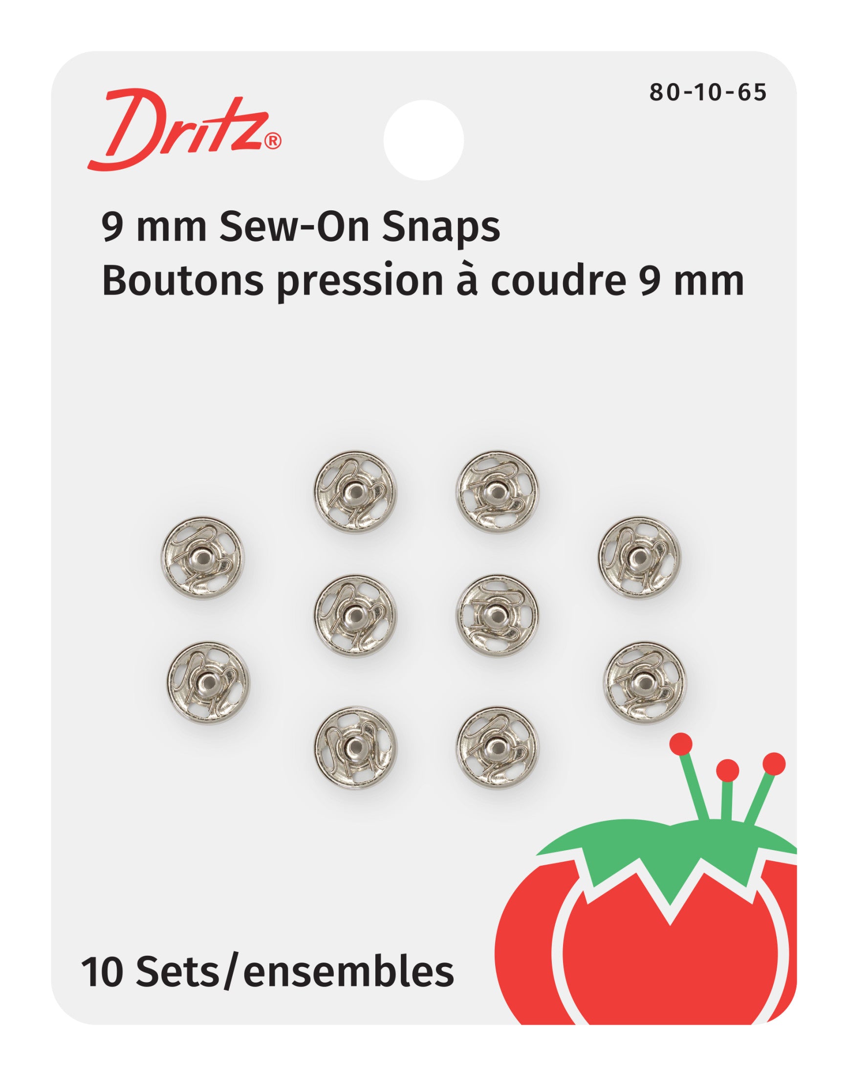 Dritz Pressions à Coudre Nickel 1/0 x10 Fermoir