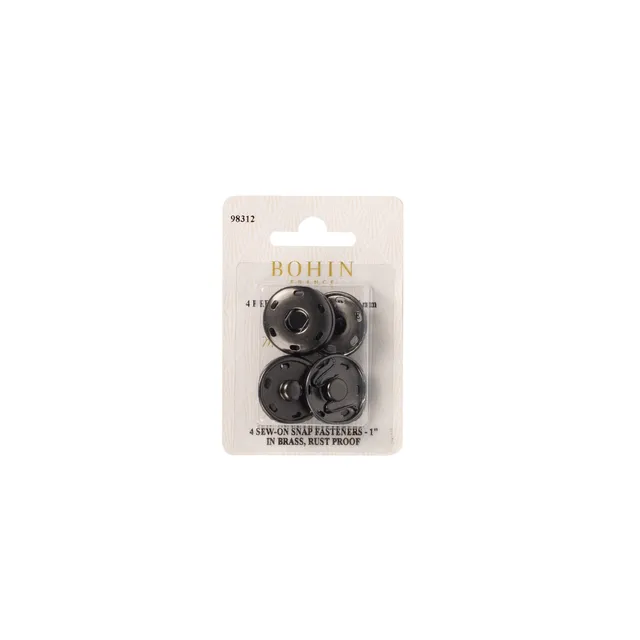 Bohin pressions à coudre Noir 25 mm laiton grandes tailles