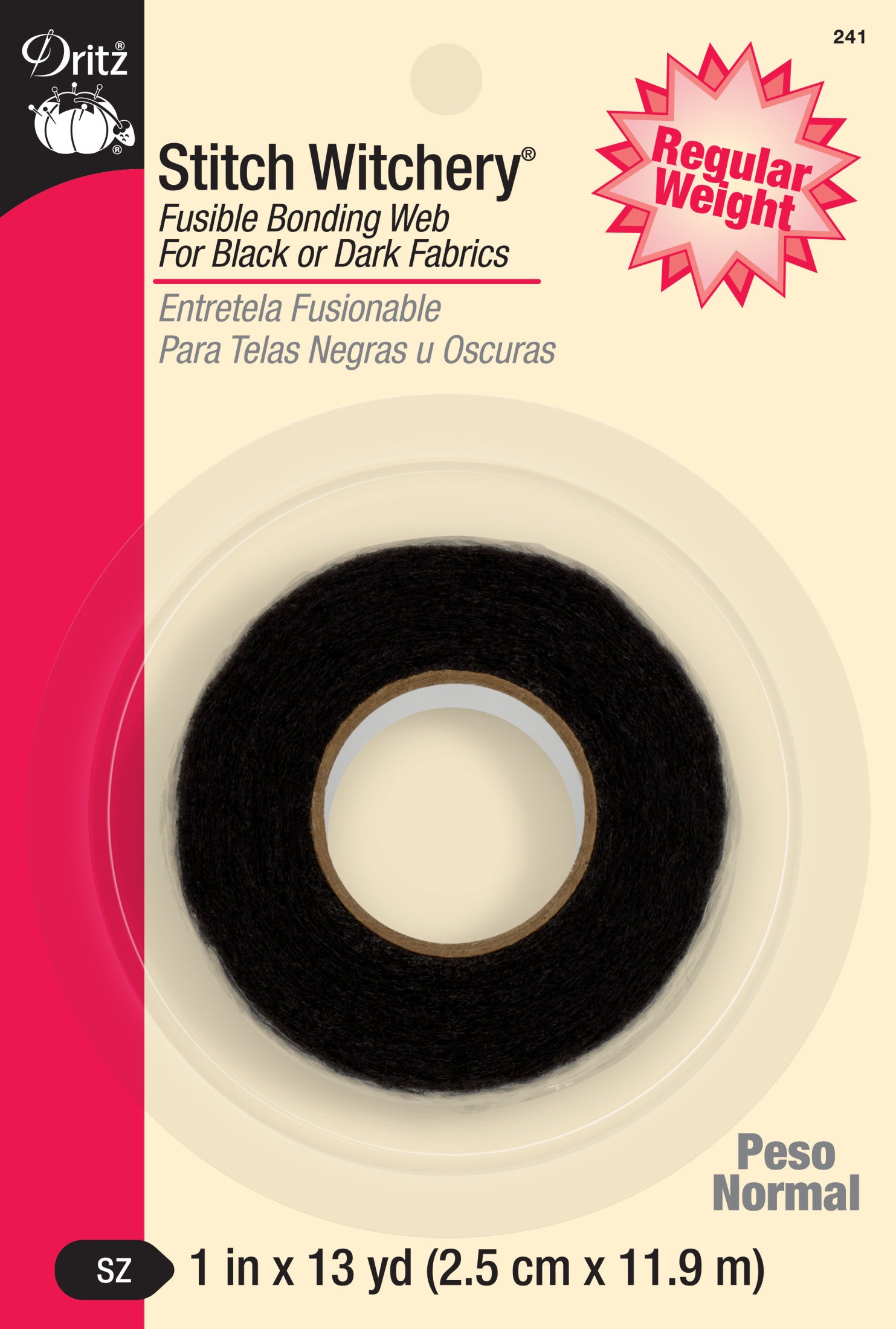 Dritz Stitch Witchery entoilage thermocollant noir 13 yd