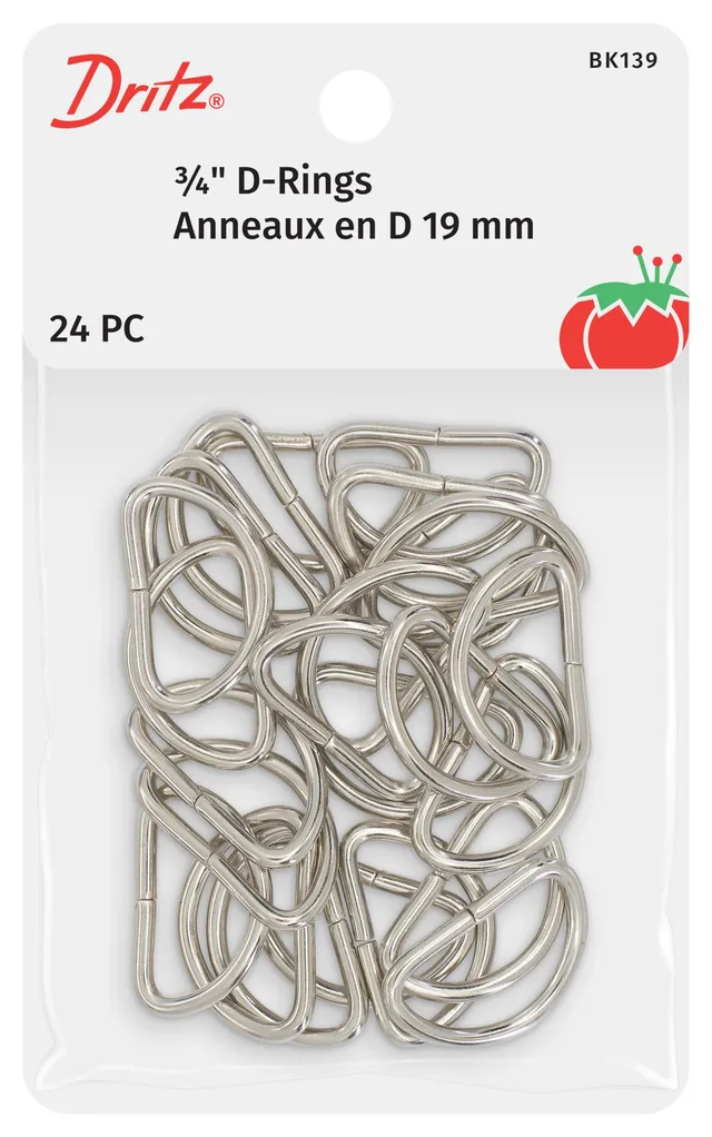 Dritz BK139 anneaux en D nickel 19 mm 24 pc