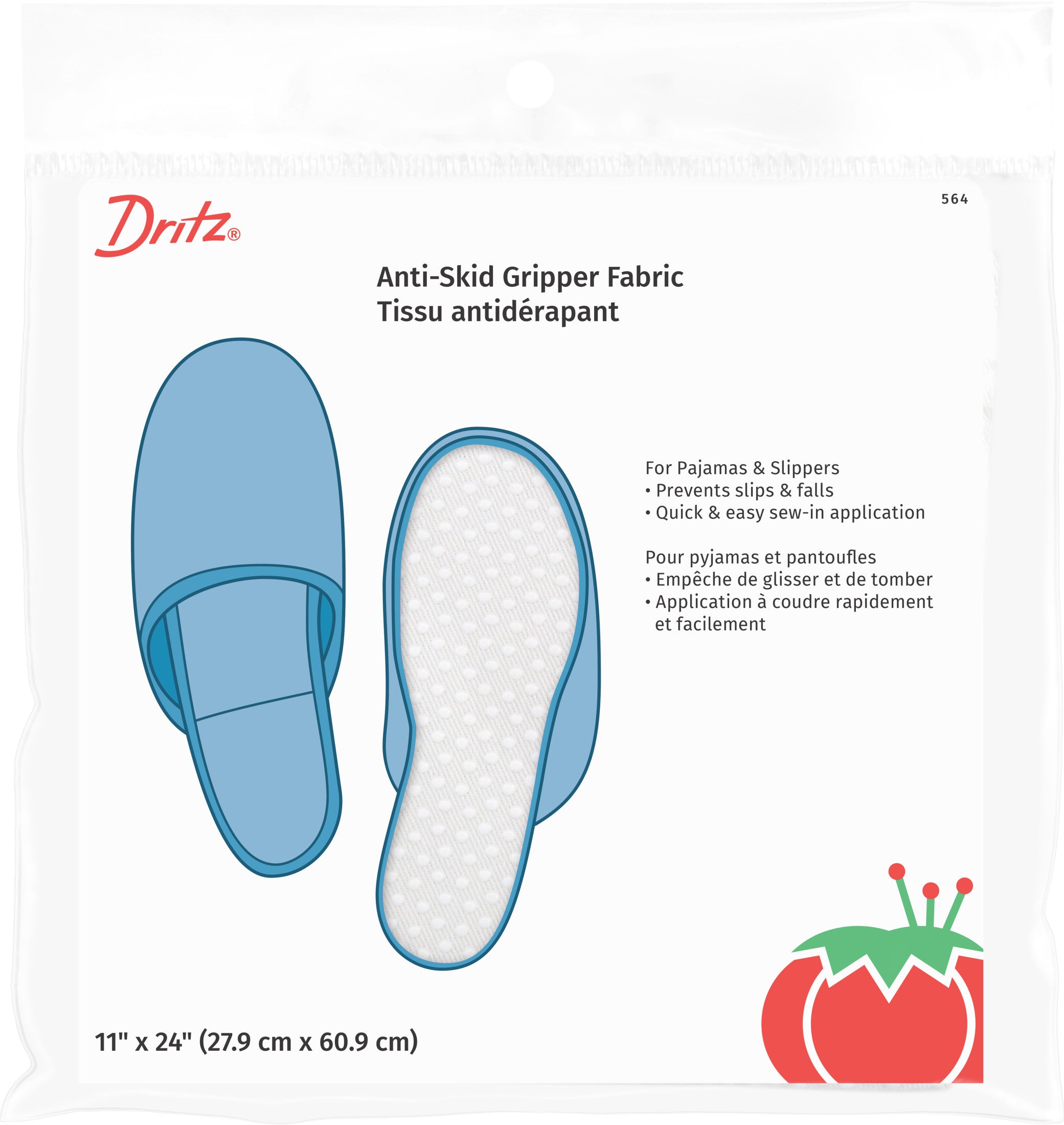Dritz tissu antidérapant coton blanc 28x61 cm grip