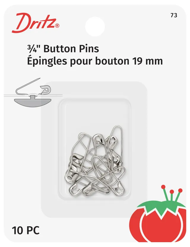 Dritz Épingle bouton nickel 19 mm 10 pcs amovible