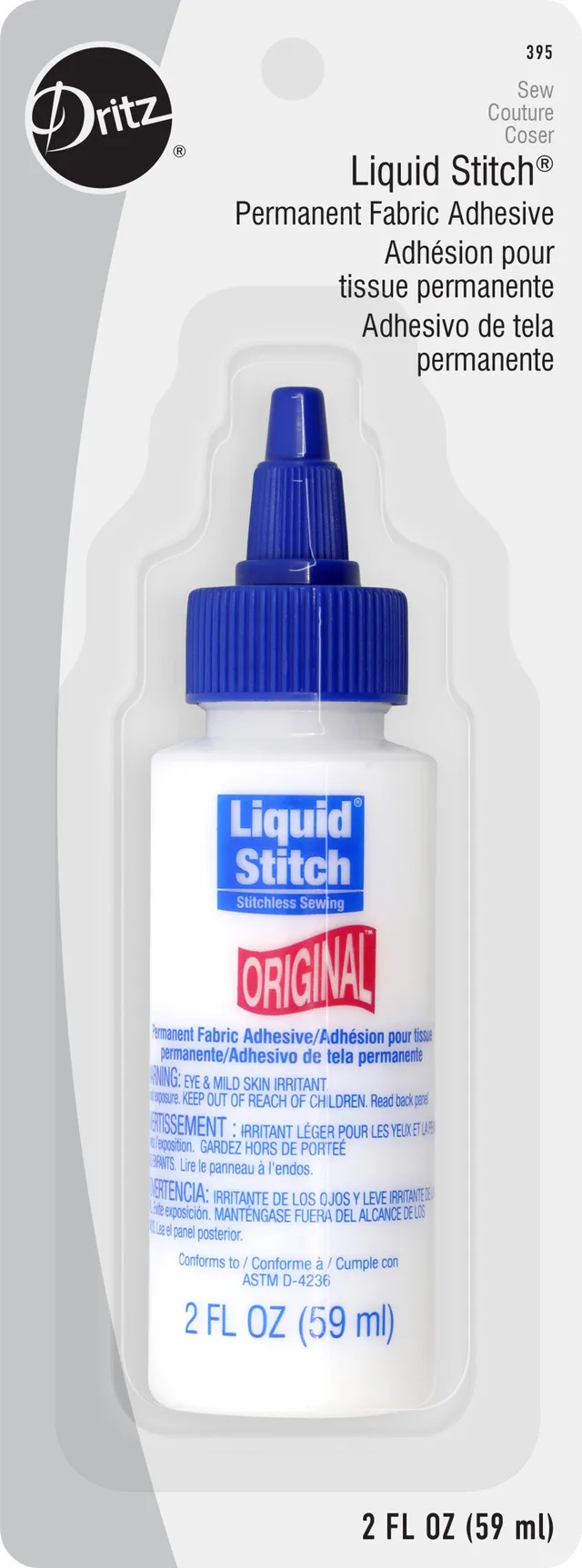 Dritz Liquid Stitch colle tissu permanente 59 ml ourlet