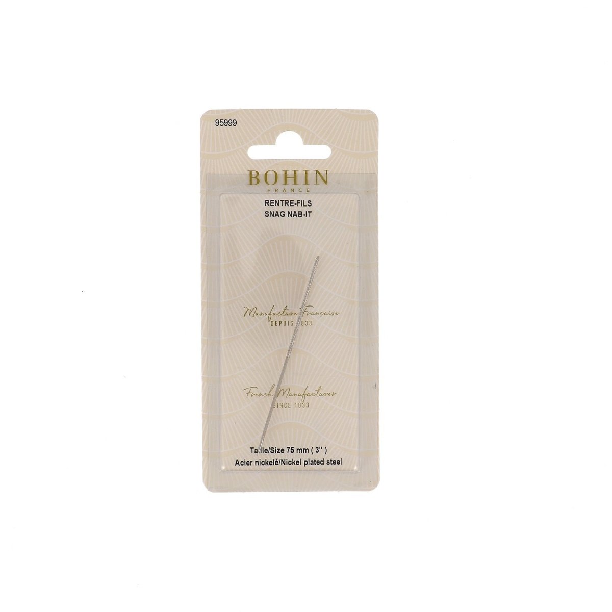 Bohin Rentre-fil outil réparation tissu 75 mm