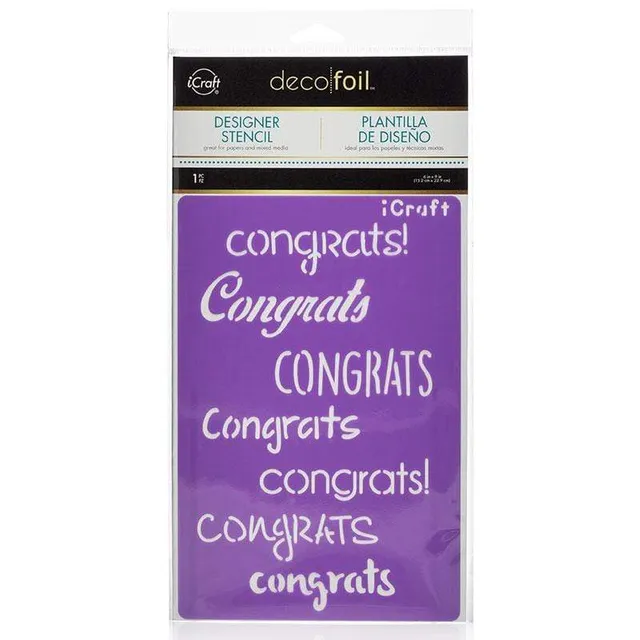 Deco Foil Stencil Congrats pochoir 15 x 22 cm