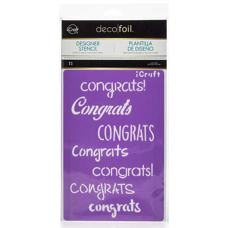 Deco Foil Stencil Congrats pochoir 15 x 22 cm