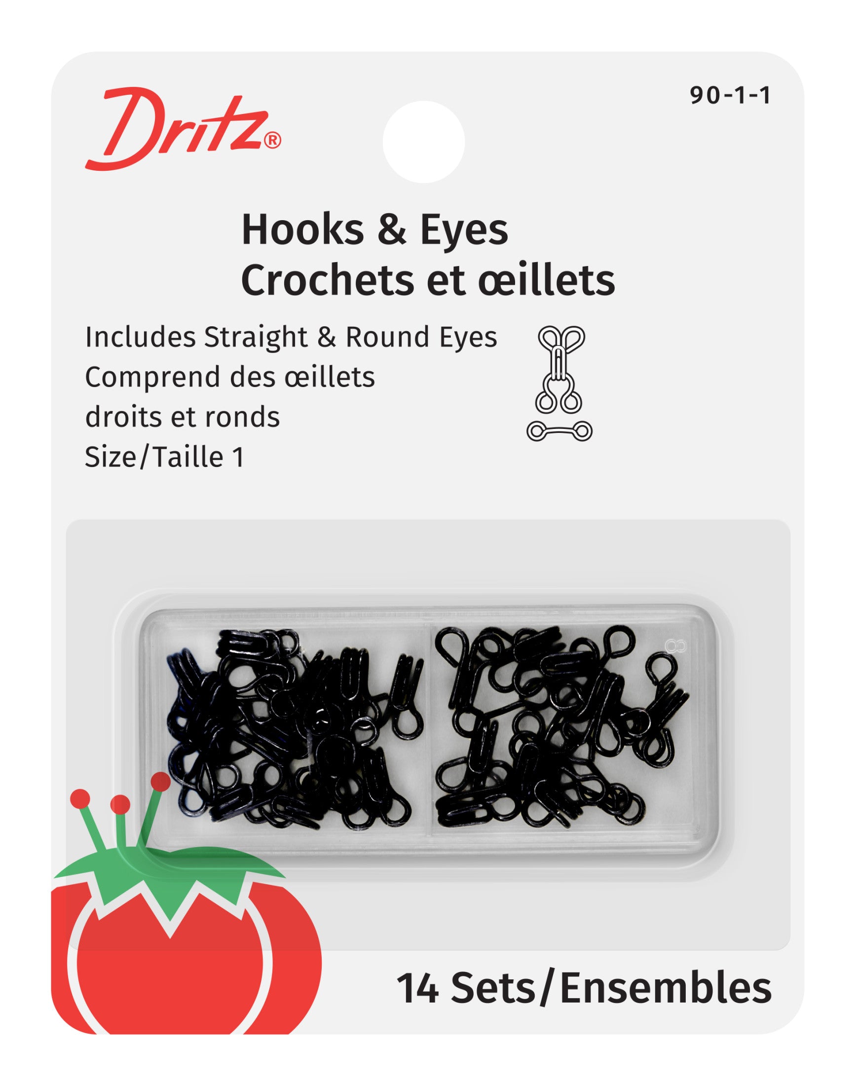 Dritz Fasteners Hooks & Eyes agrafes noires 14 pcs